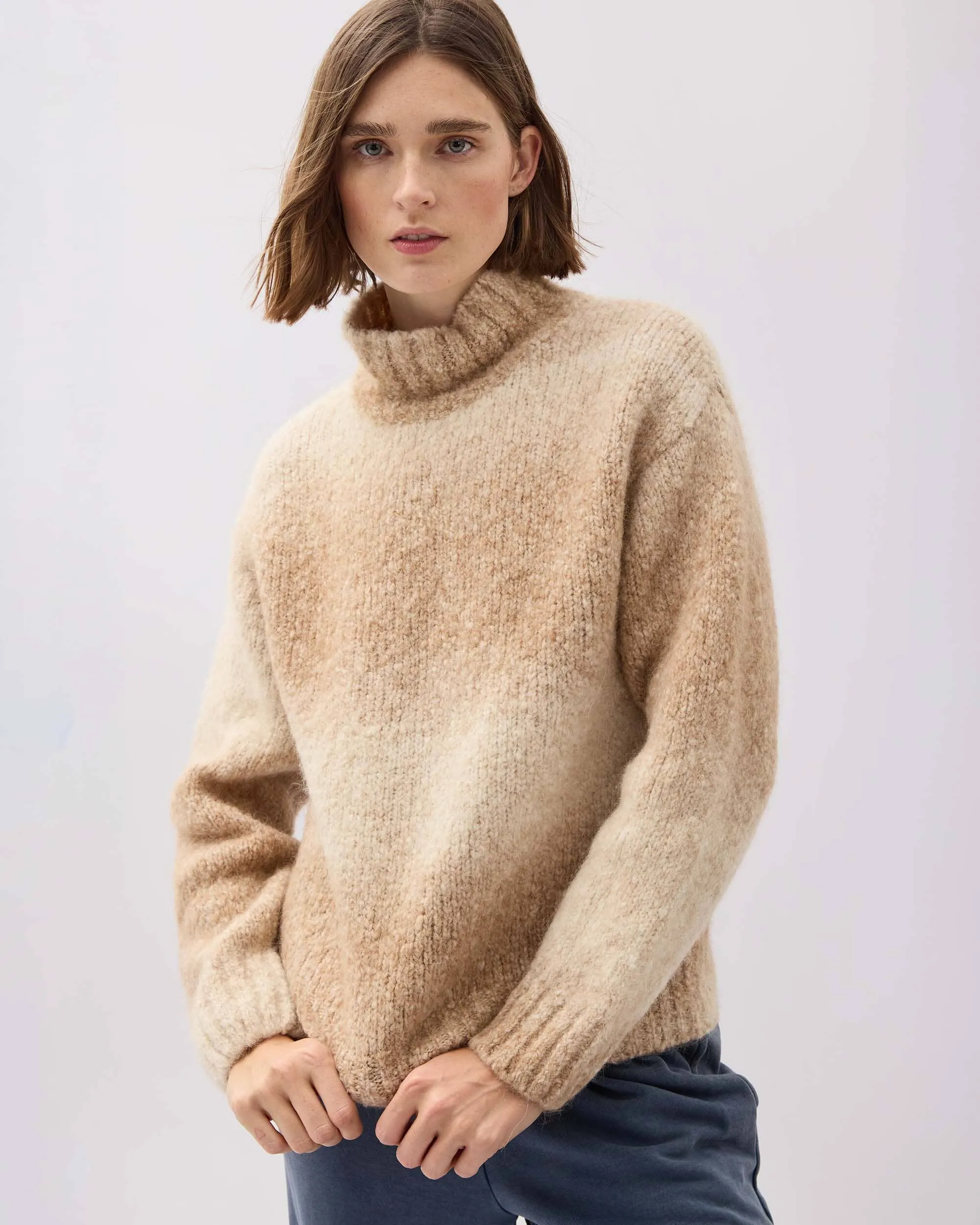 Womens Memory Sweater - Alpaca Sweater Knit - Oatmeal Degrade sold by Andie product image thumbnail 3