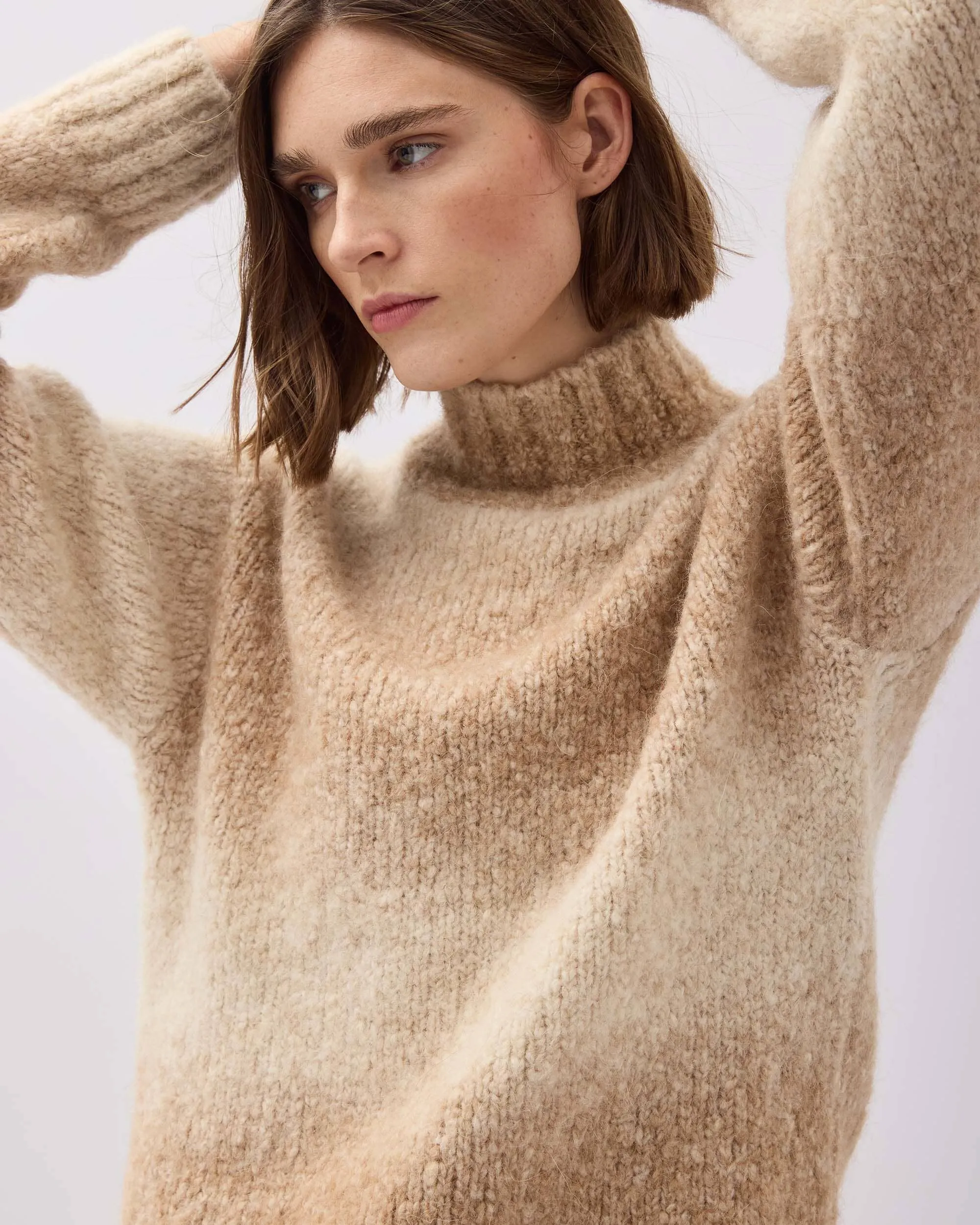 Womens Memory Sweater - Alpaca Sweater Knit - Oatmeal Degrade sold by Andie product image thumbnail 4