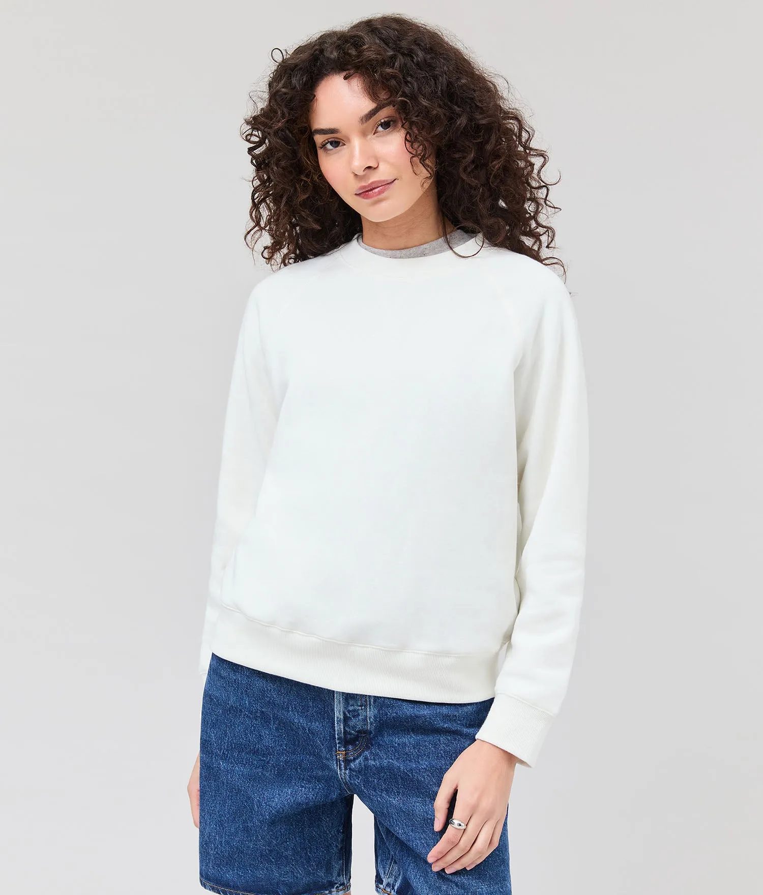 Womens Recycled Fleece Classic Sweatshirt - Recycled Fleece - Coconut Milk sold by Andie