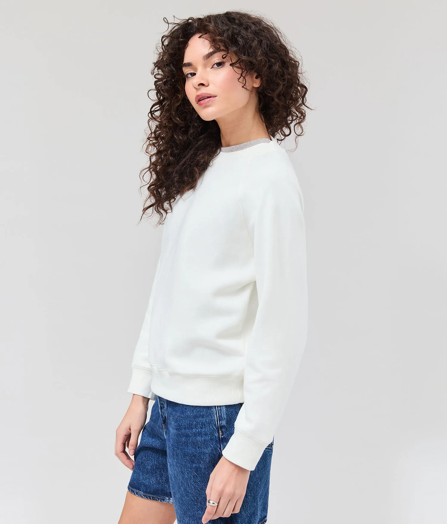 Womens Recycled Fleece Classic Sweatshirt - Recycled Fleece - Coconut Milk sold by Andie product image thumbnail 3