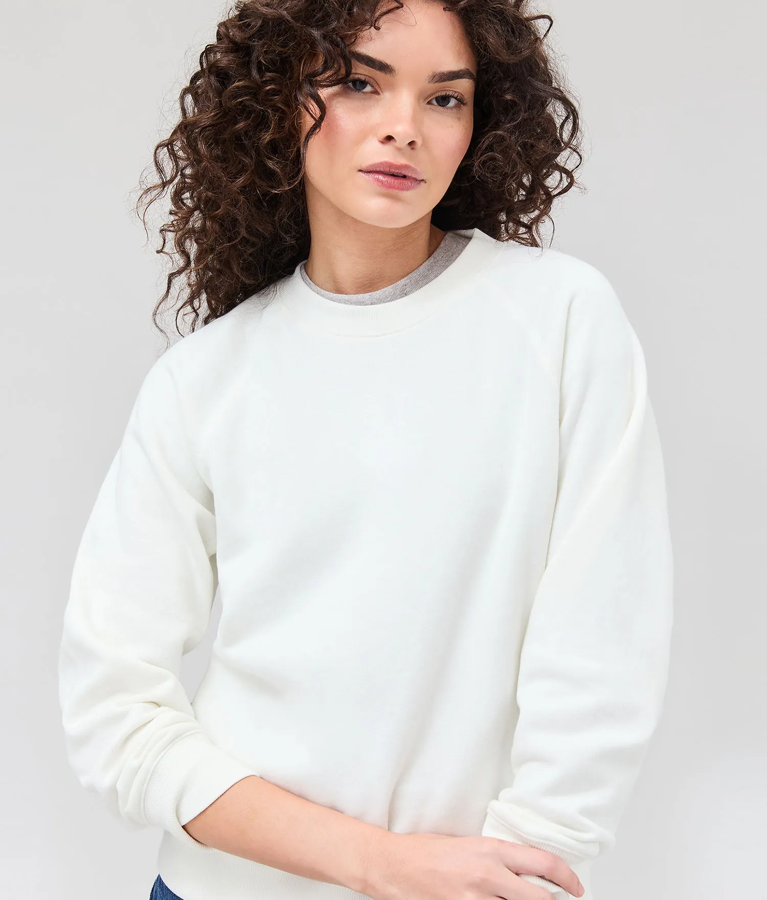Womens Recycled Fleece Classic Sweatshirt - Recycled Fleece - Coconut Milk sold by Andie product image thumbnail 5