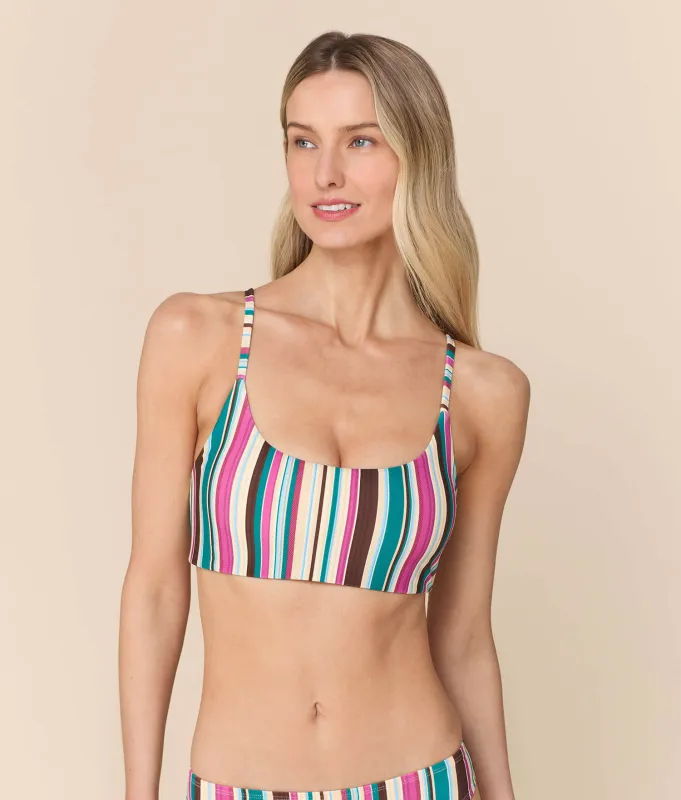 The Maui Bikini Top - Eco Nylon - Retro Stripe made by Andie