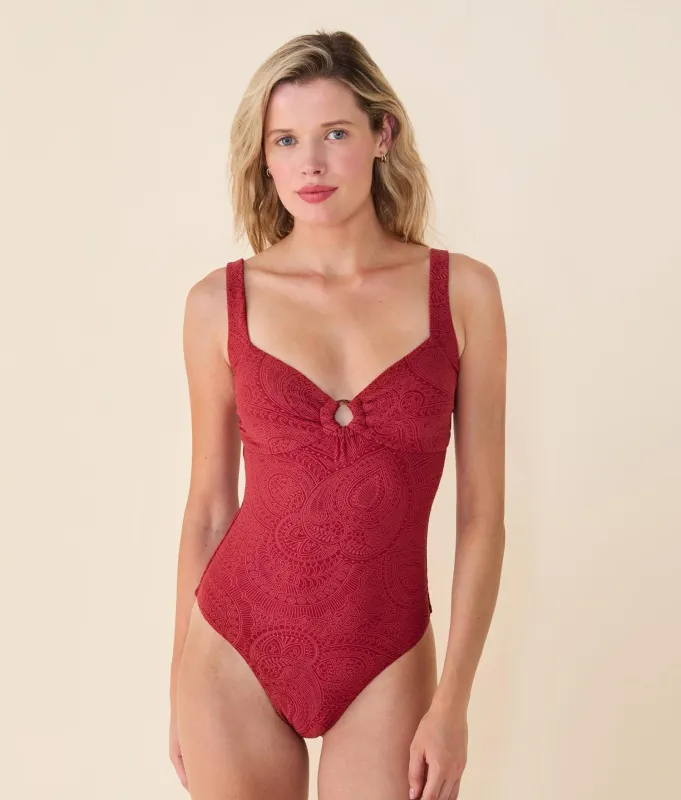 The Lori One Piece - Paisley - Paprika - Long Torso sold by Andie