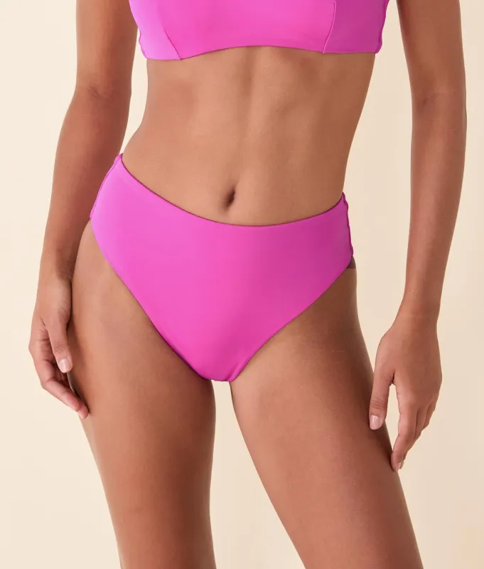 The 90s High Waist Bikini Bottom - Eco Nylon - Azalea sold by Andie