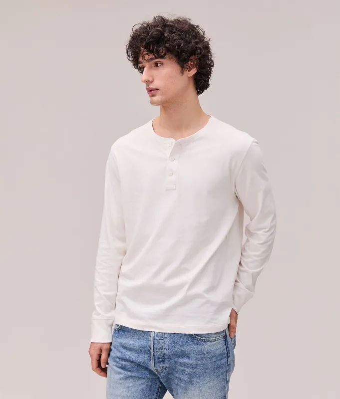 Mens Work Week Pima Henley - Pima Cotton Jersey - Bone sold by Andie