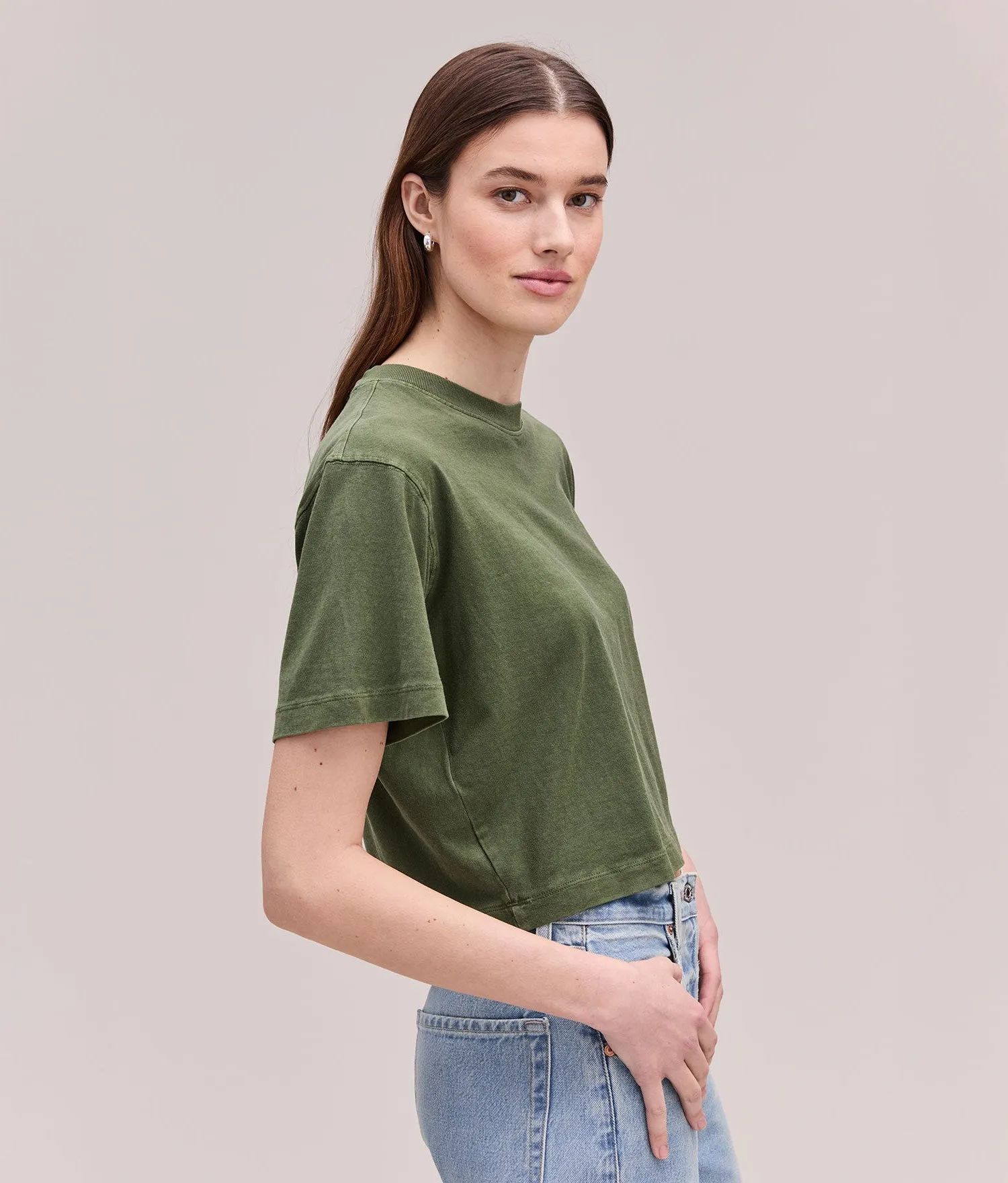 Womens Relaxed Crop Tee - Pigment Dye Jersey - Cypress sold by Andie product image thumbnail 3