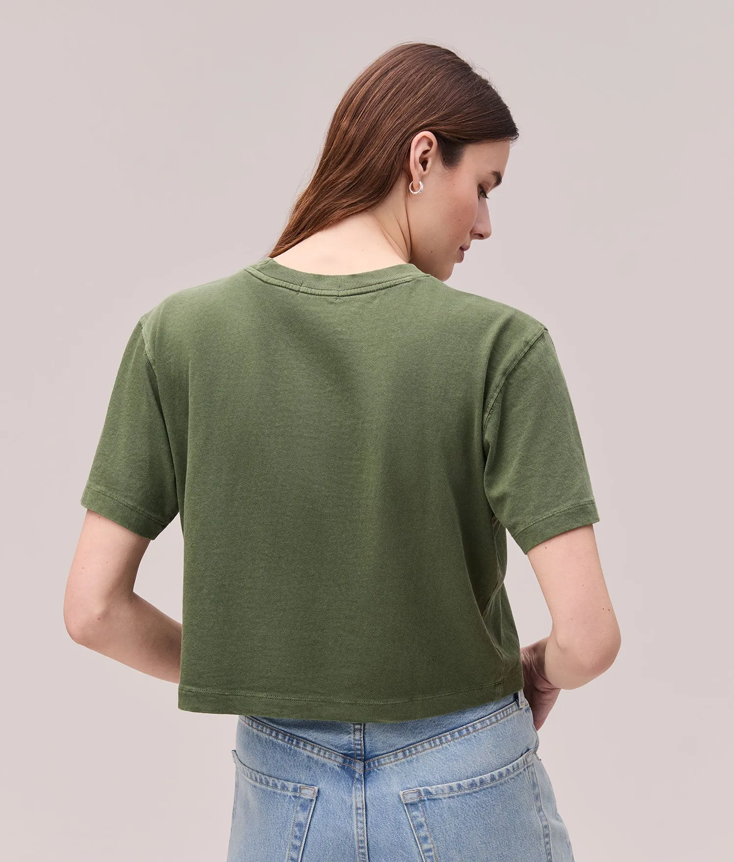 Womens Relaxed Crop Tee - Pigment Dye Jersey - Cypress sold by Andie product image thumbnail 2
