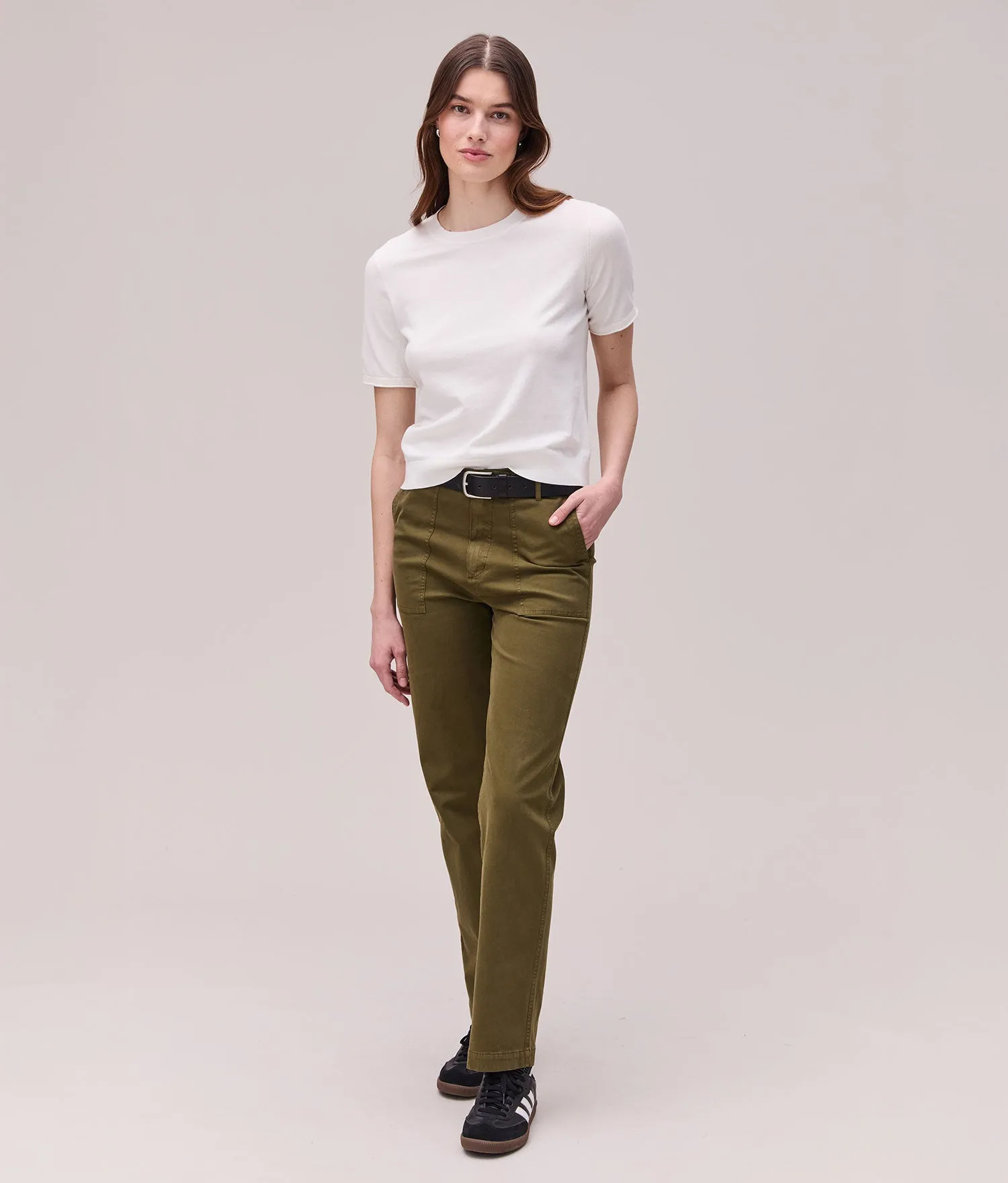 Womens Washable Cotton Silk Tee - Cotton Sweater Knit - Coconut Milk sold by Andie product image thumbnail 5