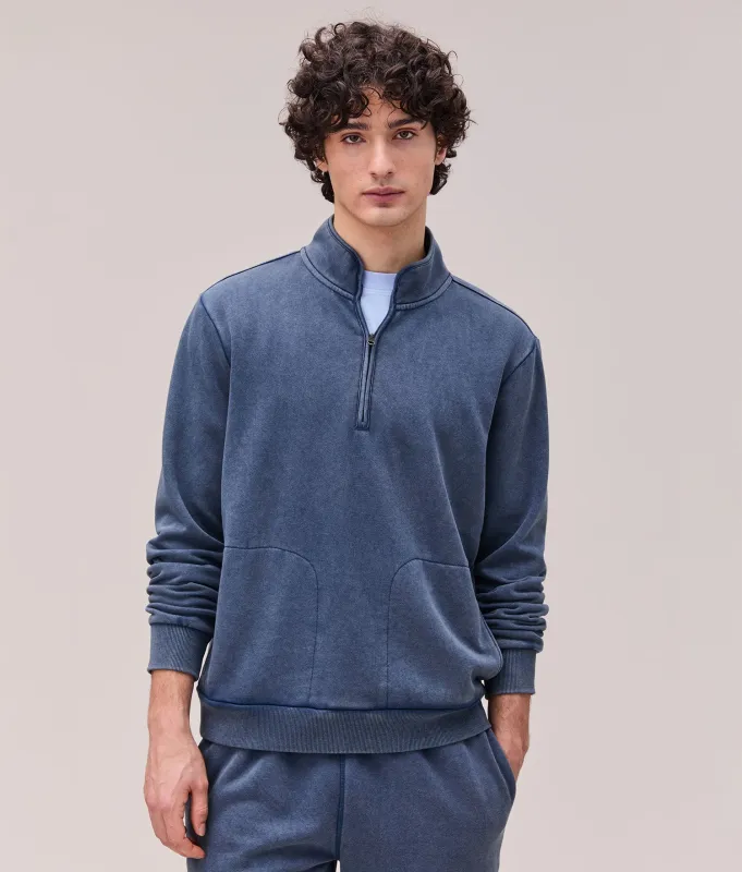 Mens Recycled Fleece Quarter Zip - Recycled Fleece - Mineral Moonlit Ocean sold by Andie