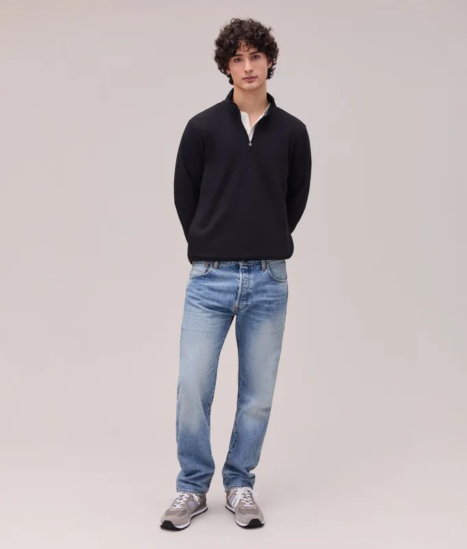 Mens Recycled Fleece Quarter Zip - Recycled Fleece - Black sold by Andie