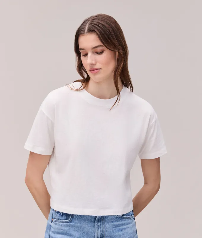 Womens Vintage Jersey Oversized Crop - Recycled Cotton Jersey - White made by Richer Poorer