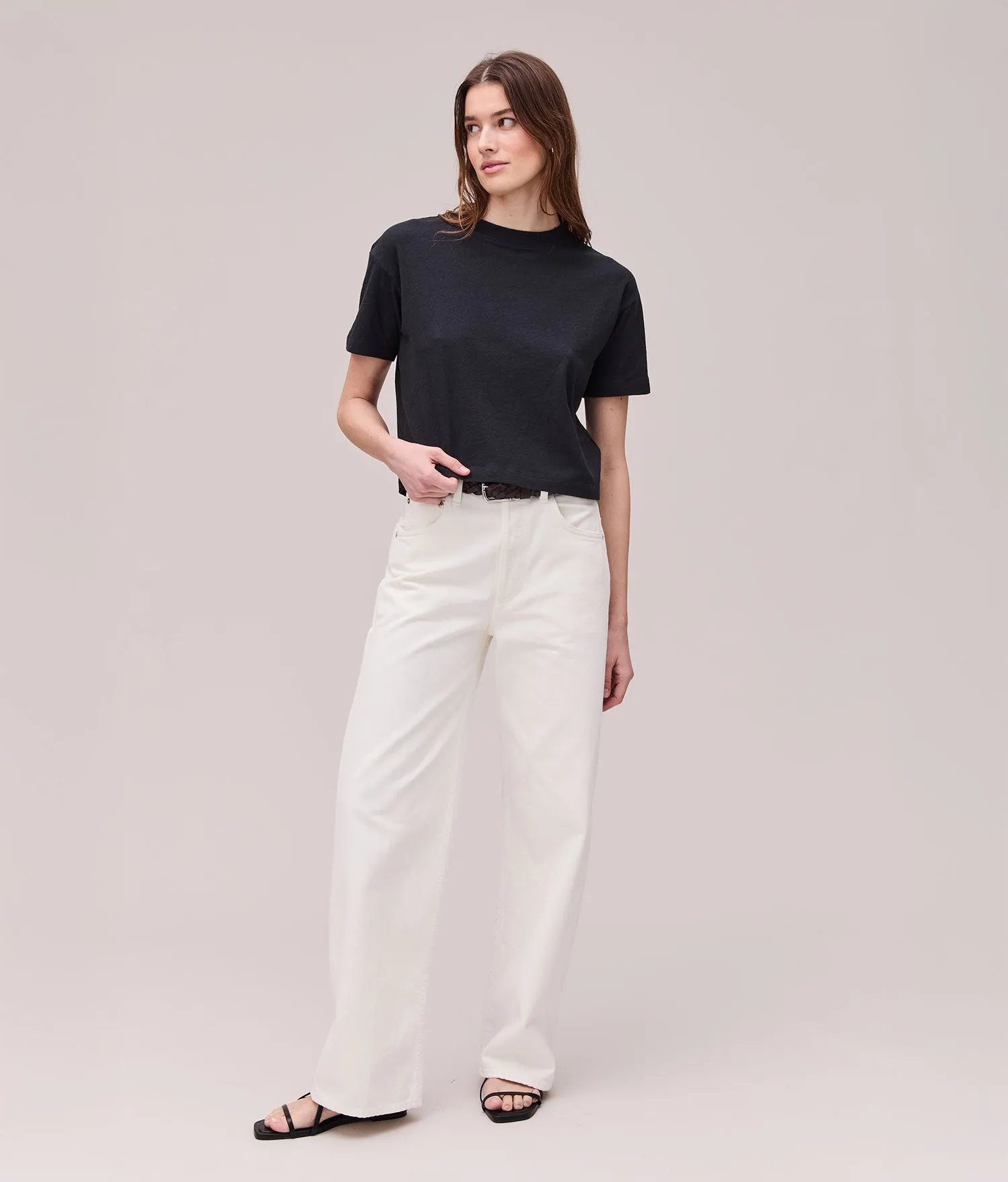 Womens Vintage Jersey Oversized Crop - Recycled Cotton Jersey - Black sold by Andie product image thumbnail 3