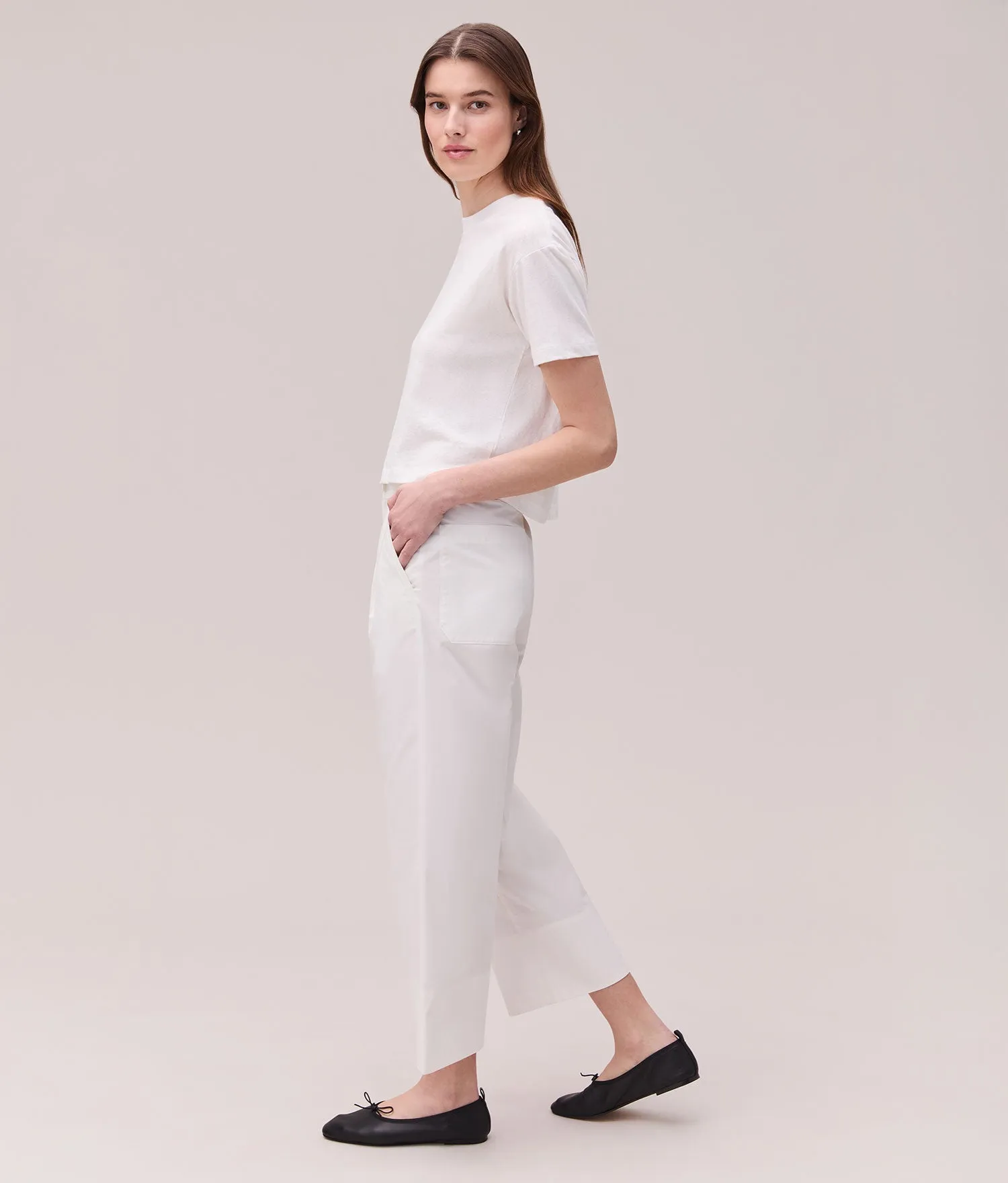 Womens Cotton Poplin Street Pant - Cotton Poplin - Coconut Milk sold by Andie product image thumbnail 3