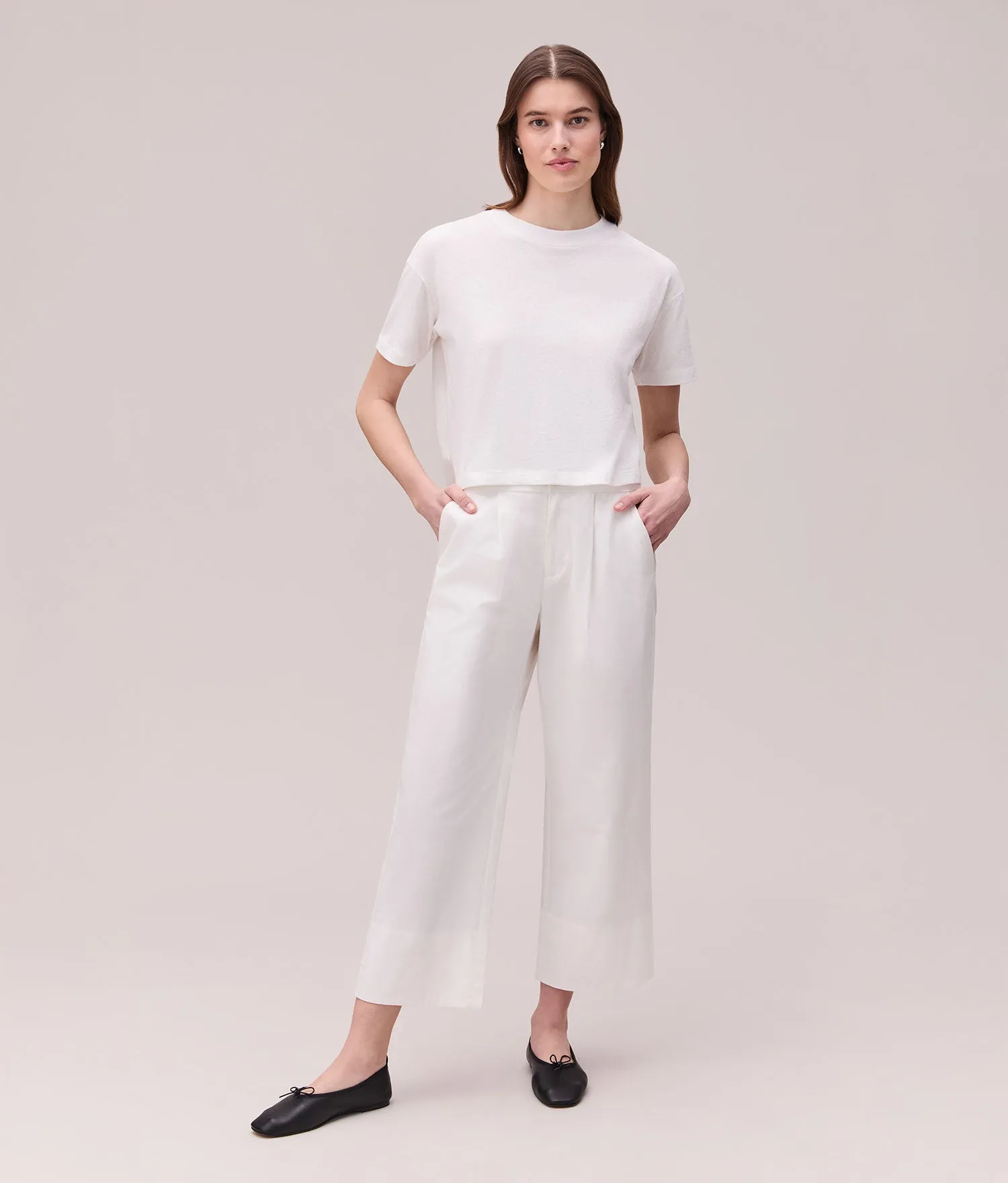 Womens Cotton Poplin Street Pant - Cotton Poplin - Coconut Milk sold by Andie product image thumbnail 4