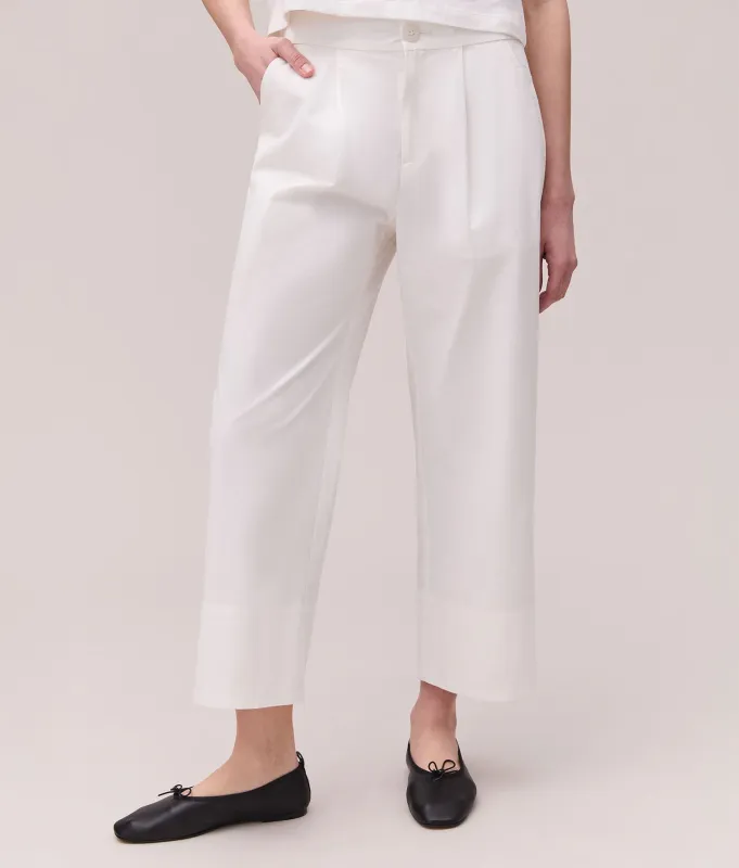 Womens Cotton Poplin Street Pant - Cotton Poplin - Coconut Milk sold by Andie