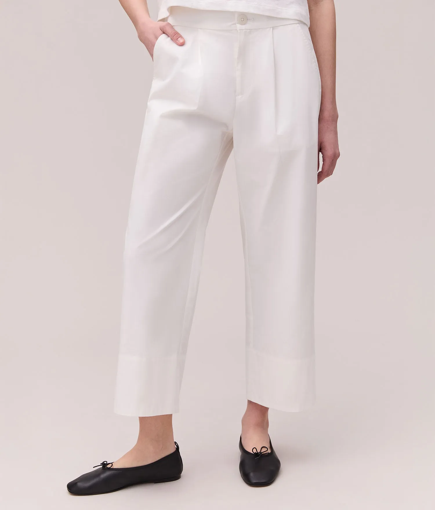 Womens Cotton Poplin Street Pant - Cotton Poplin - Coconut Milk sold by Andie