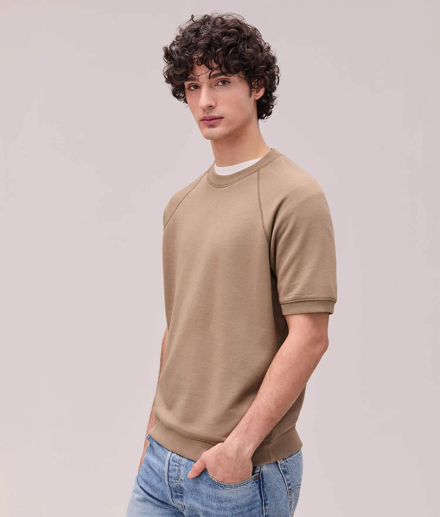 Mens Recycled Fleece Raglan Sweatshirt - Recycled Fleece - Mineral Warm Grey sold by Andie product image thumbnail 3