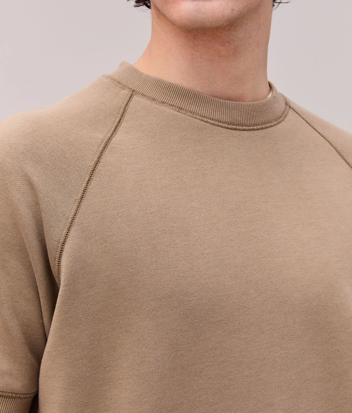 Mens Recycled Fleece Raglan Sweatshirt - Recycled Fleece - Mineral Warm Grey sold by Andie product image thumbnail 4