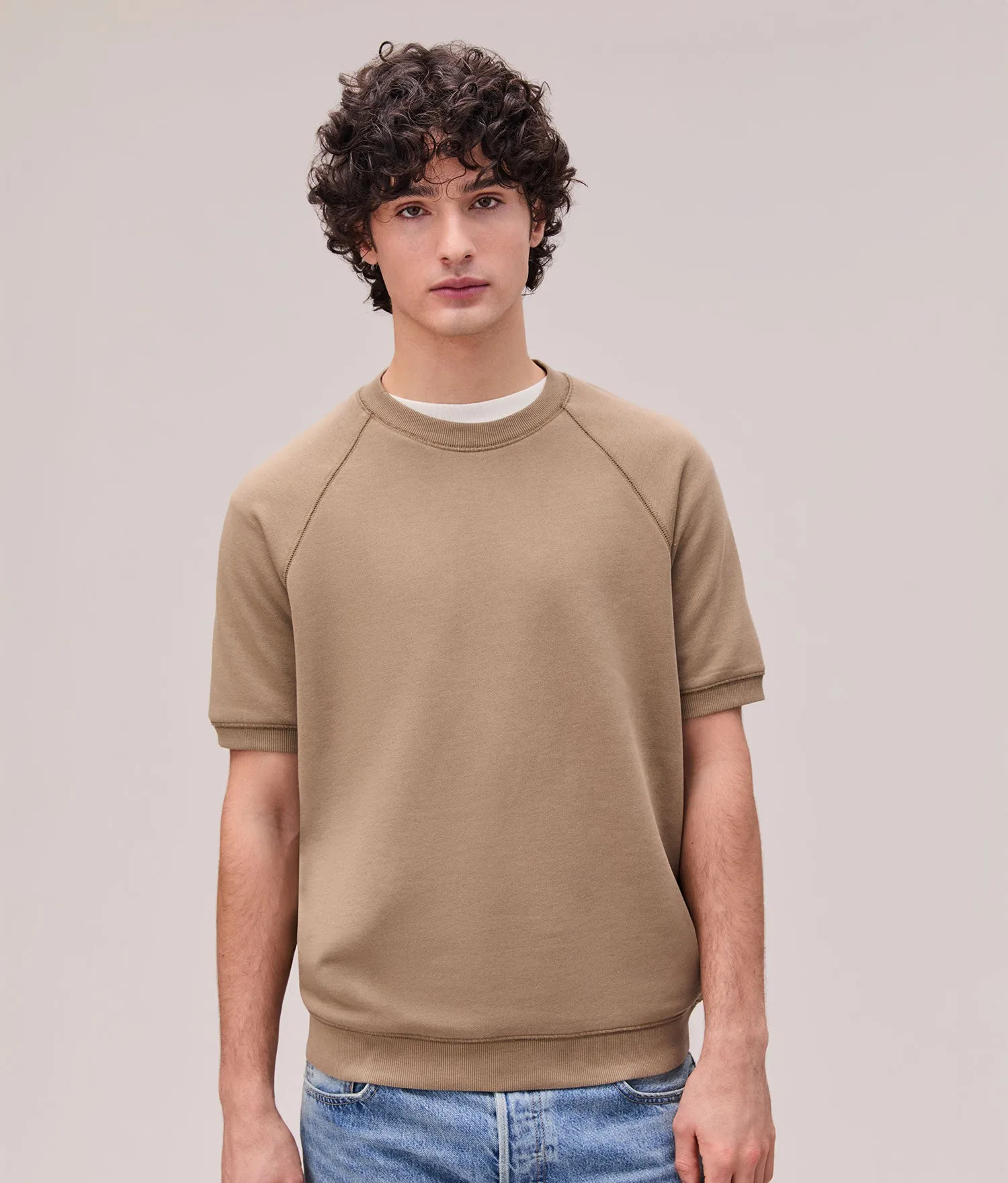 Mens Recycled Fleece Raglan Sweatshirt - Recycled Fleece - Mineral Warm Grey sold by Andie