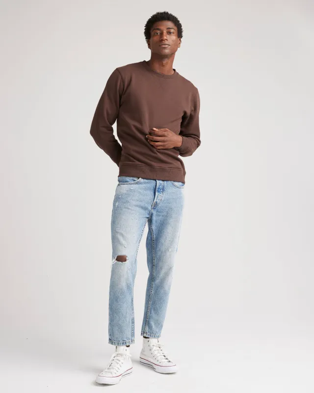 Mens Recycled Fleece Sweatshirt - Recycled Fleece - Dark Oak made by Richer Poorer