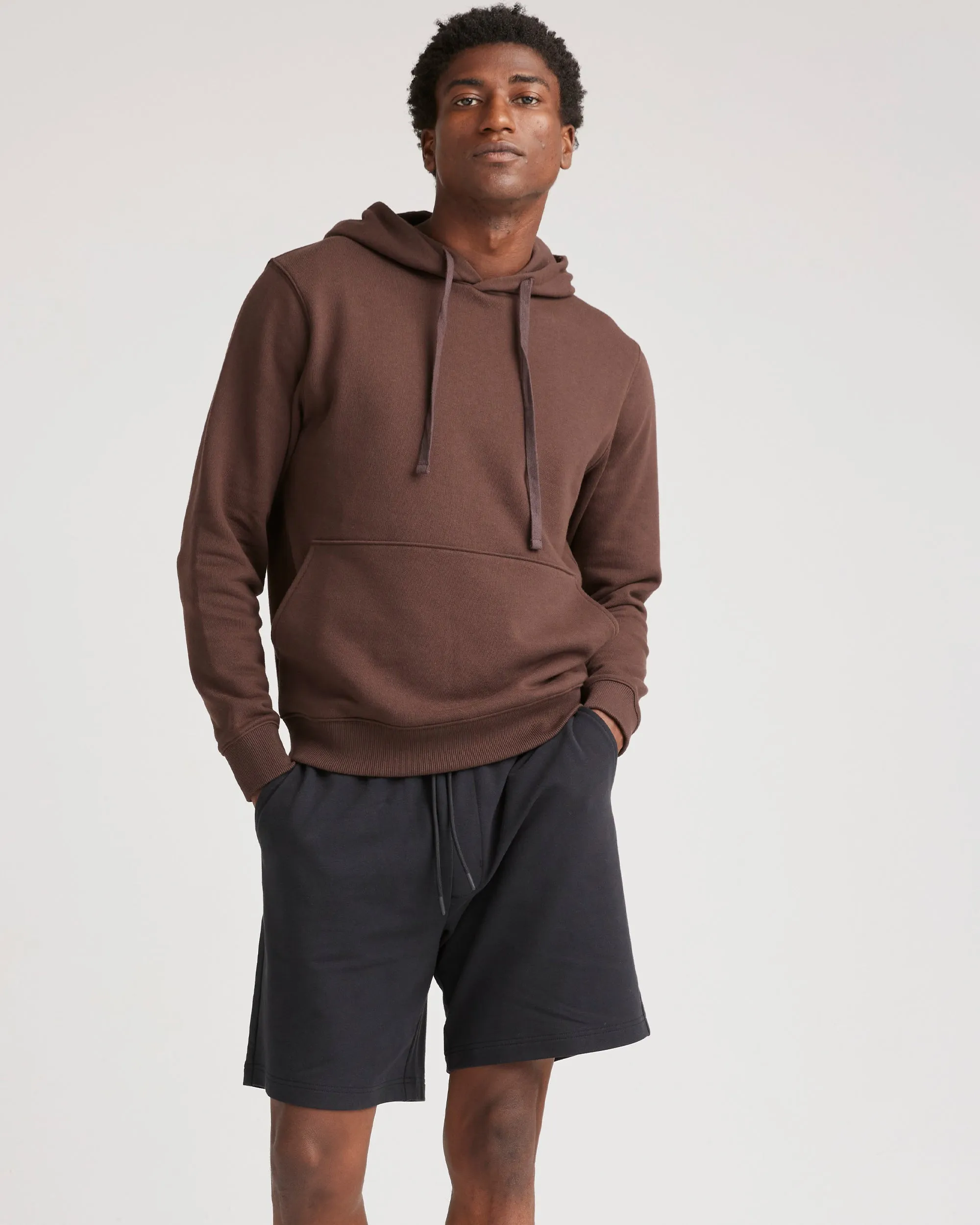 Mens Recycled Fleece Hoodie - Recycled Fleece - Dark Oak sold by Andie product image thumbnail 2