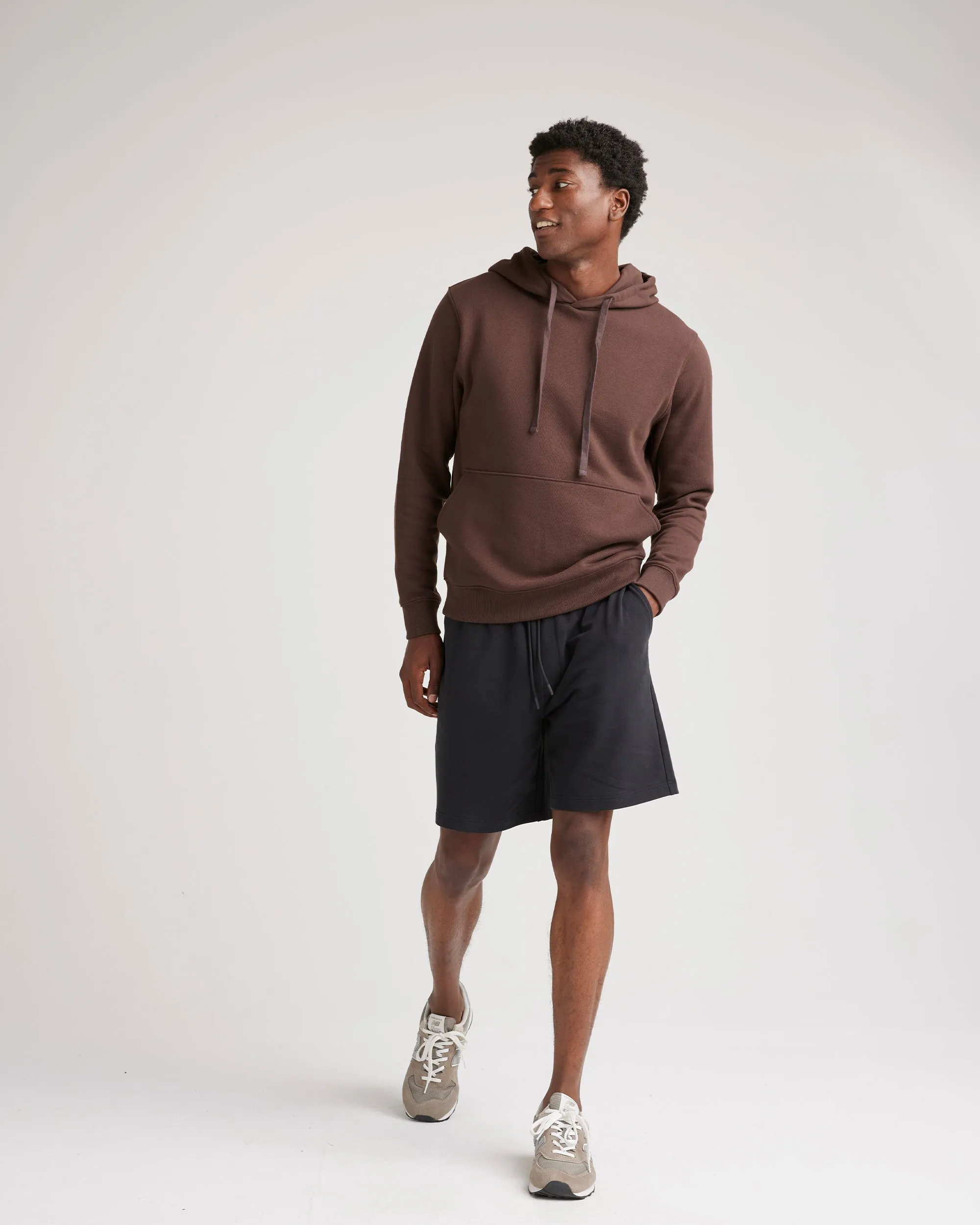 Mens Recycled Fleece Hoodie - Recycled Fleece - Dark Oak sold by Andie product image thumbnail 3