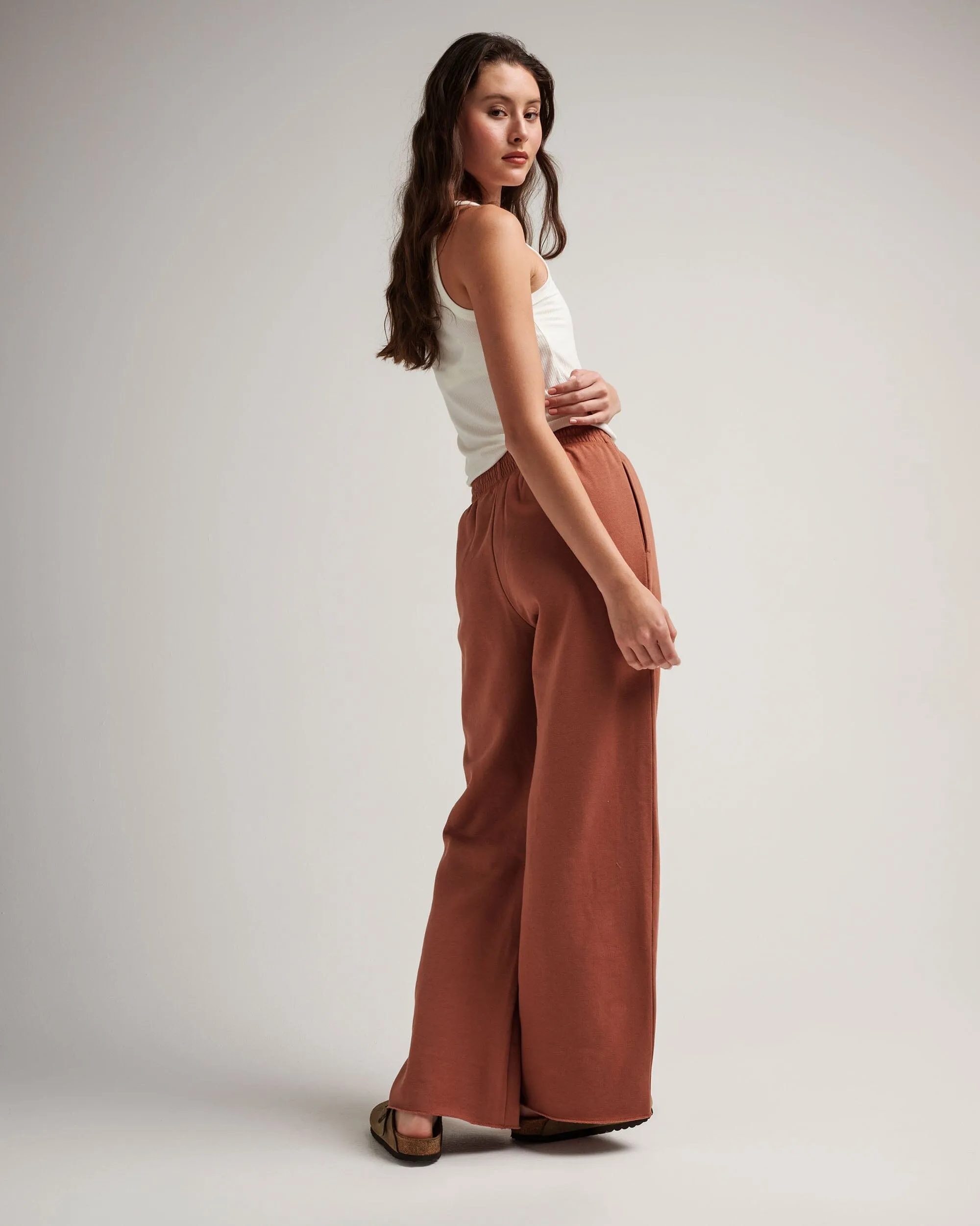 Womens Recycled Fleece Wide Leg Pant - Recycled Fleece - Russet sold by Andie product image thumbnail 3