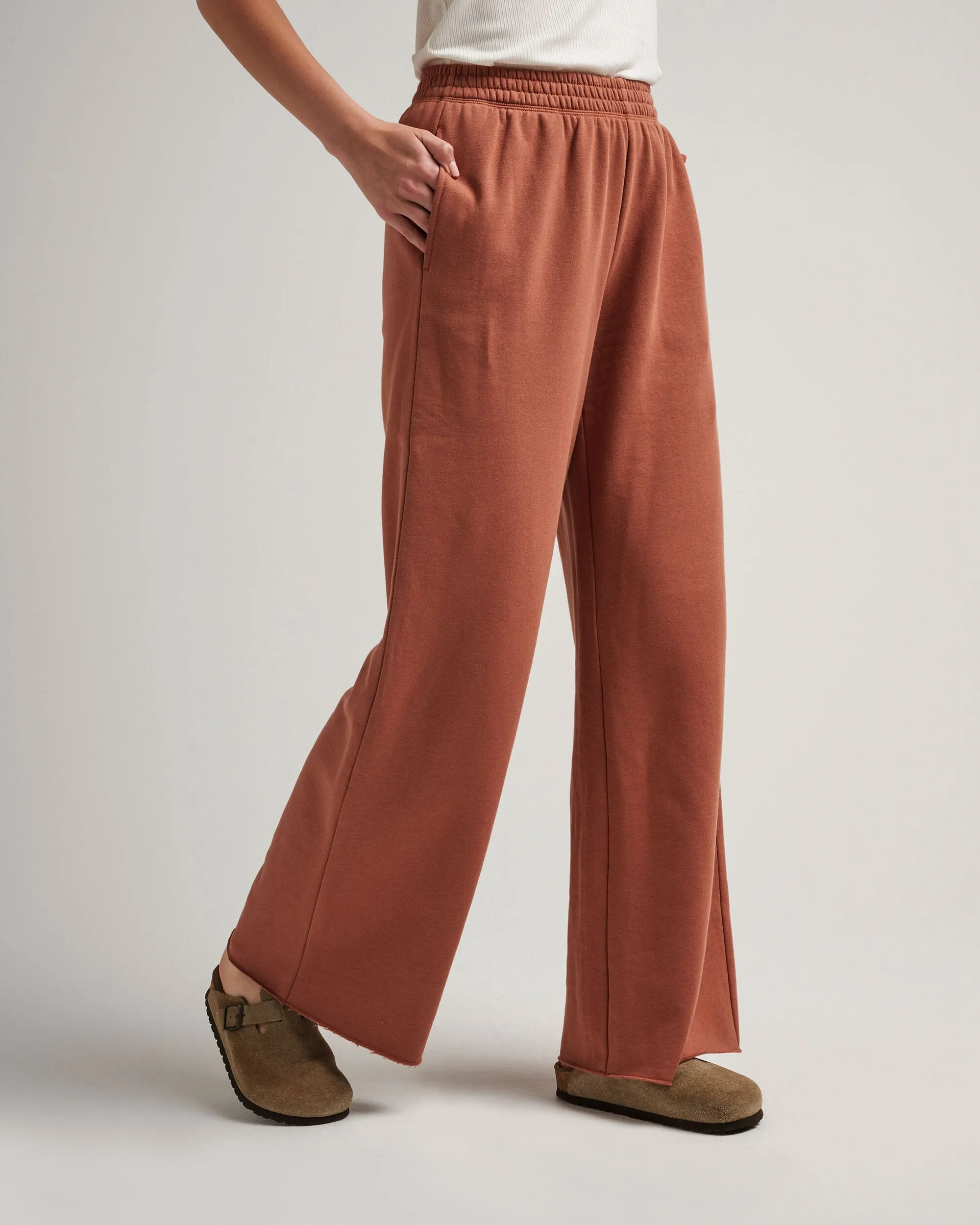 Womens Recycled Fleece Wide Leg Pant - Recycled Fleece - Russet sold by Andie product image thumbnail 2