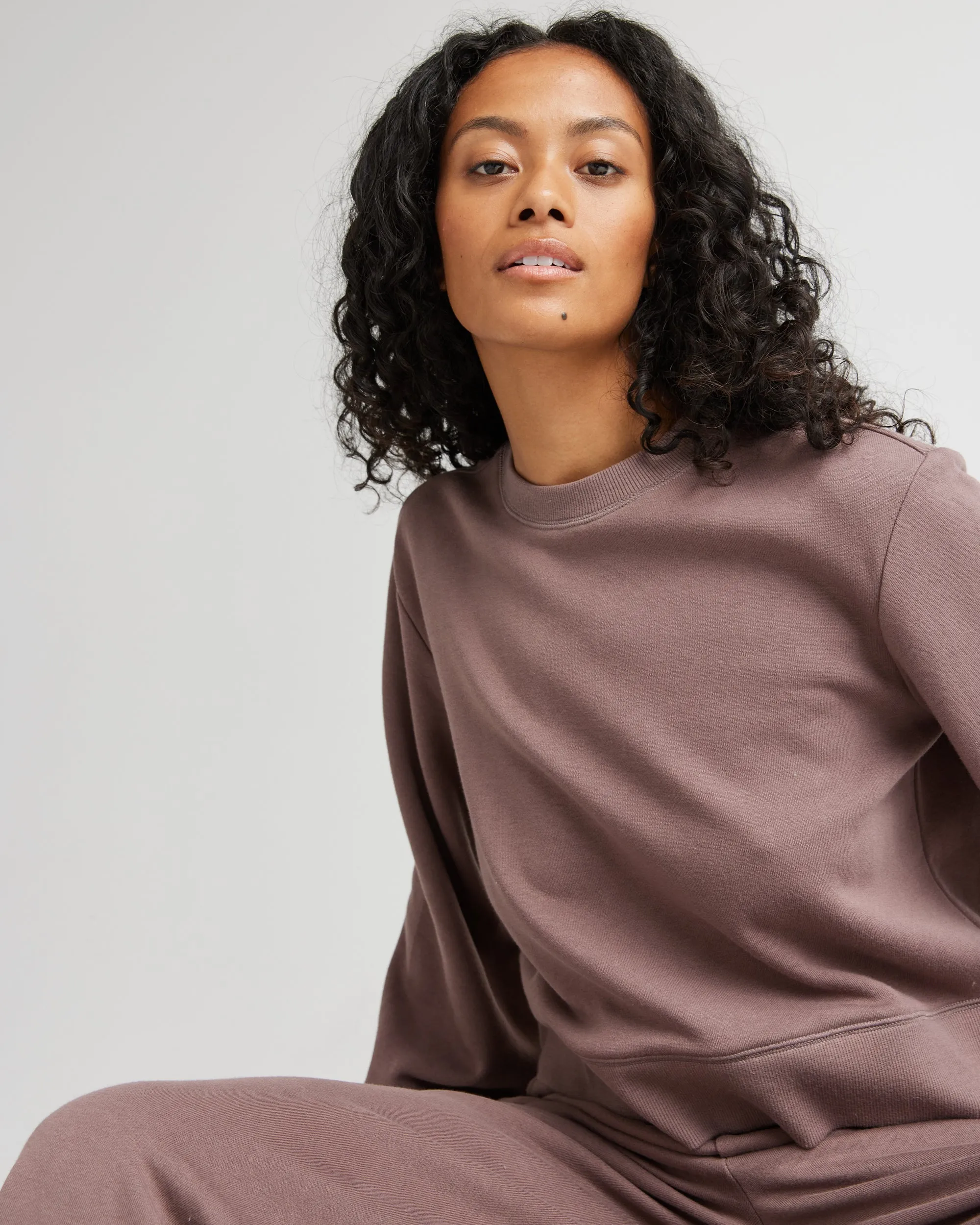 Womens Recycled Fleece Cropped Sweatshirt - Recycled Fleece - Plum Smoke sold by Andie product image thumbnail 2