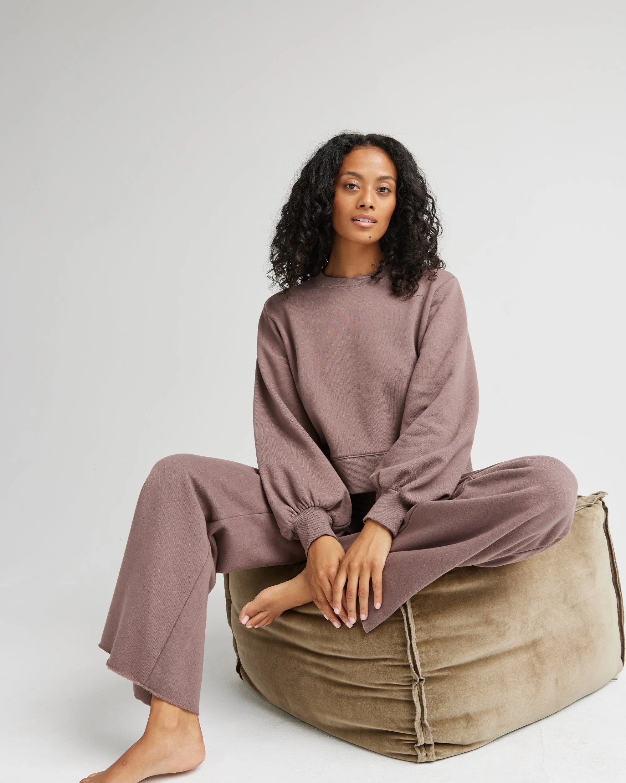 Womens Recycled Fleece Cropped Sweatshirt - Recycled Fleece - Plum Smoke sold by Andie product image thumbnail 4