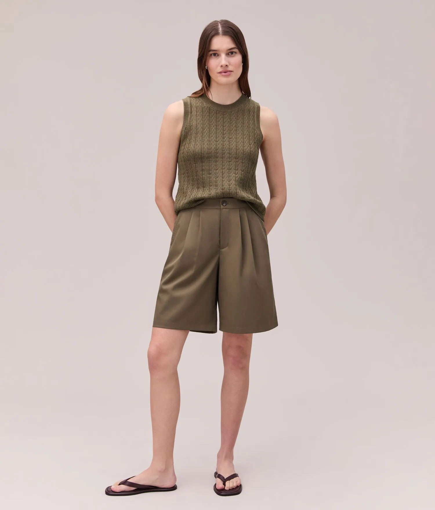 Womens Sophia Resort Short - Modal Blend Woven - Olive Grey sold by Andie product image thumbnail 4
