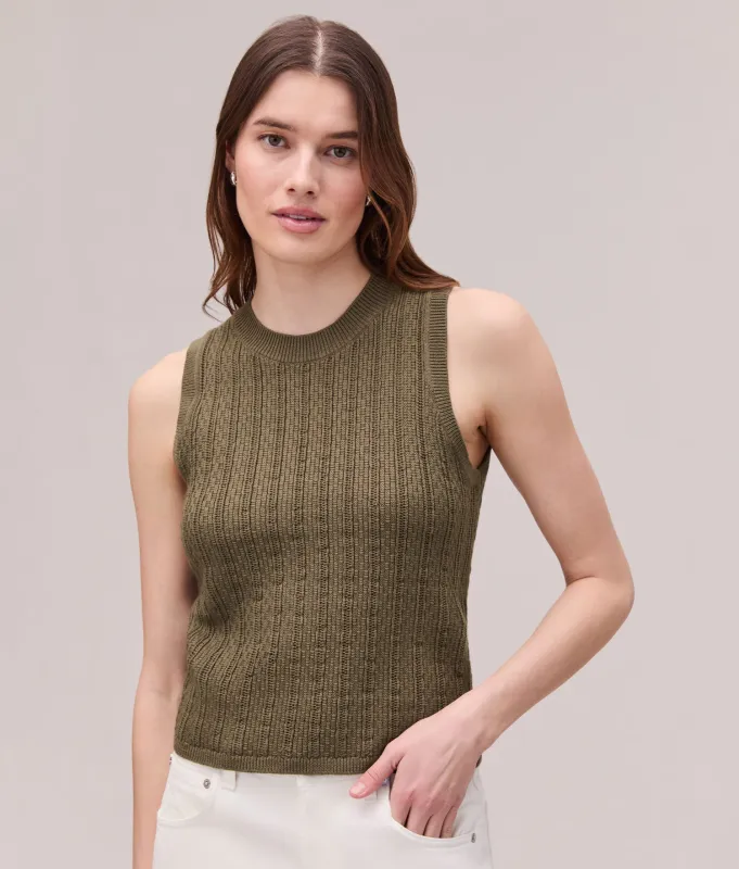 Womens Organic Cotton Knit Tank - Cotton Sweater Knit - Olive Grey made by Richer Poorer