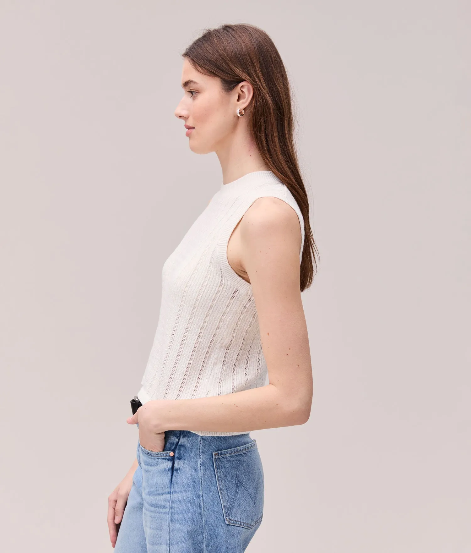 Womens Organic Cotton Knit Tank - Cotton Sweater Knit - Coconut Milk sold by Andie product image thumbnail 5
