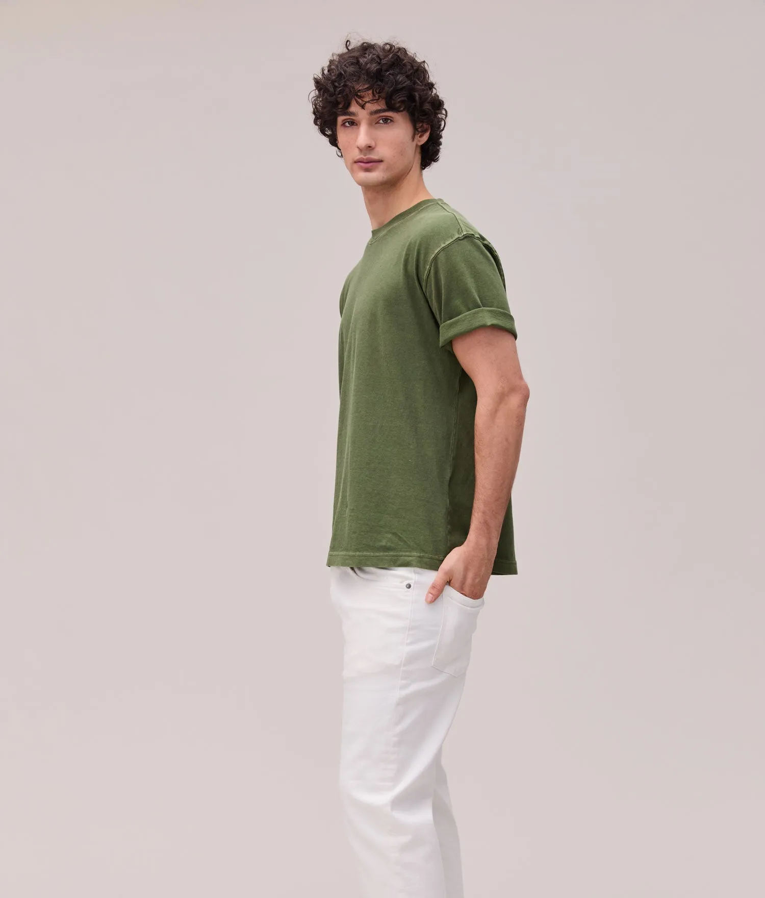 Mens Relaxed Short Sleeve Tee - Pigment Dye Jersey - Cypress sold by Andie product image thumbnail 3