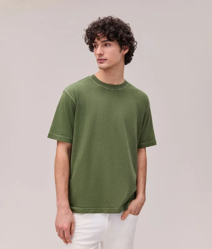 Mens Relaxed Short Sleeve Tee - Pigment Dye Jersey - Cypress made by Richer Poorer