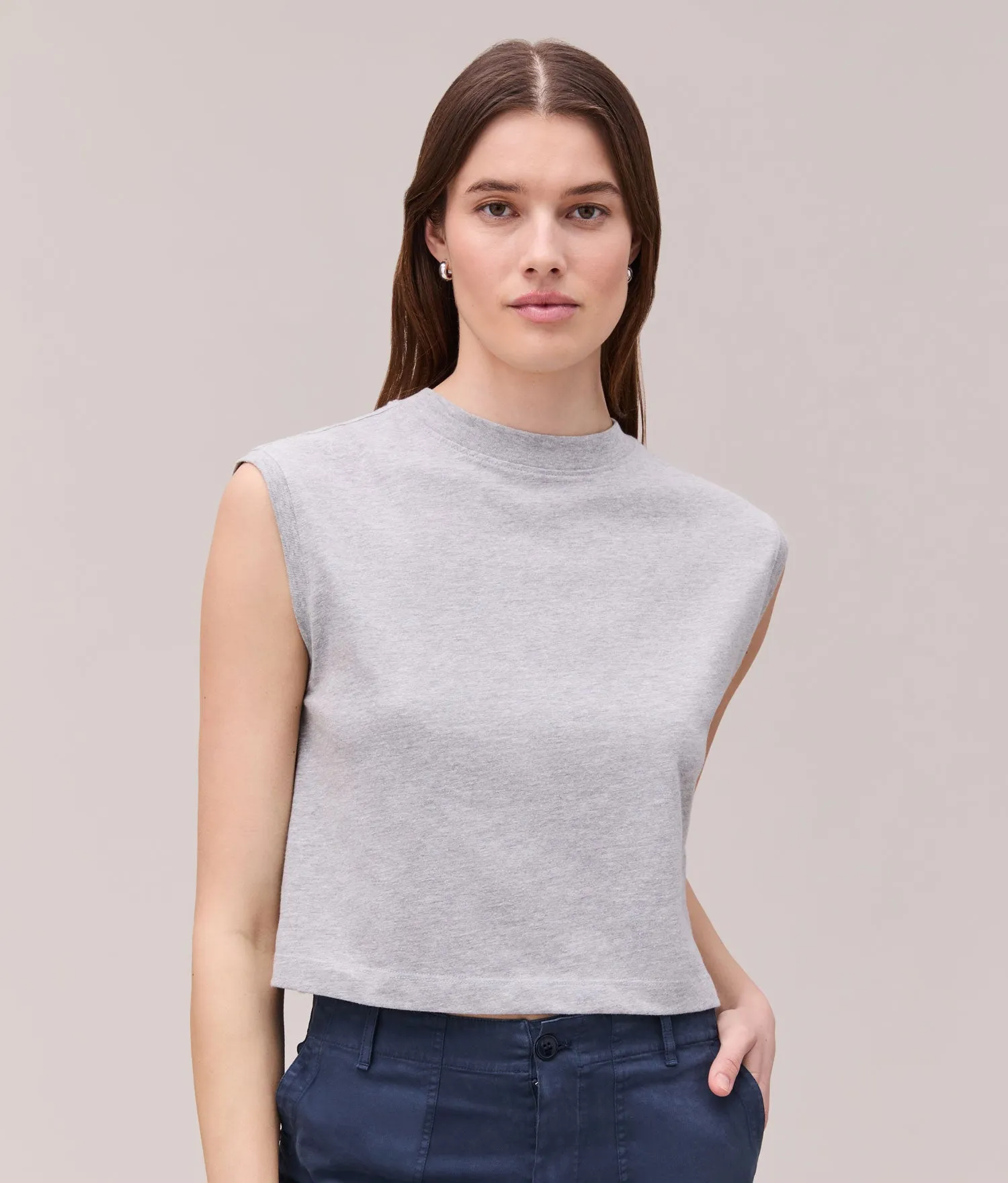 Womens Relaxed Muscle Tee - Pigment Dye Jersey - Heather Grey sold by Andie