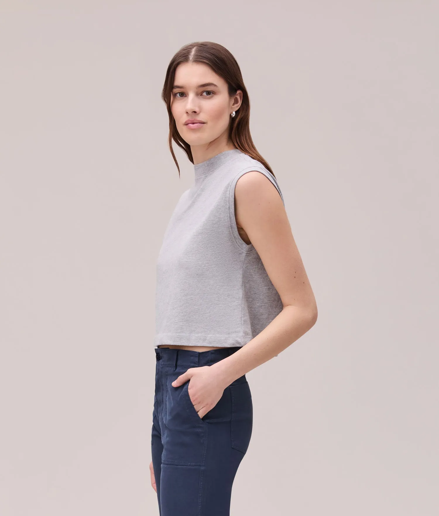 Womens Relaxed Muscle Tee - Pigment Dye Jersey - Heather Grey sold by Andie product image thumbnail 3