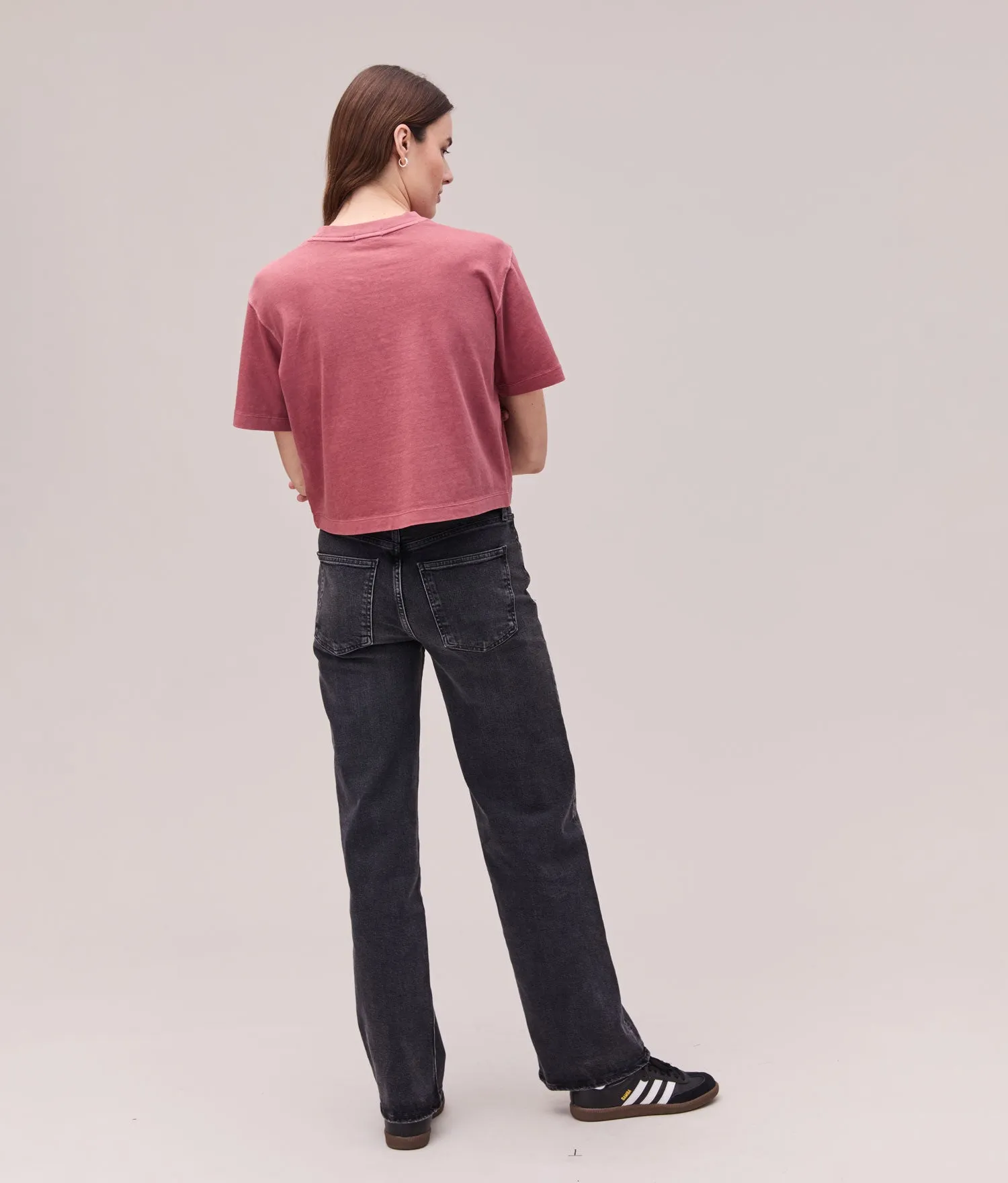 Womens Relaxed Crop Tee - Pigment Dye Jersey - Marsala sold by Andie product image thumbnail 2