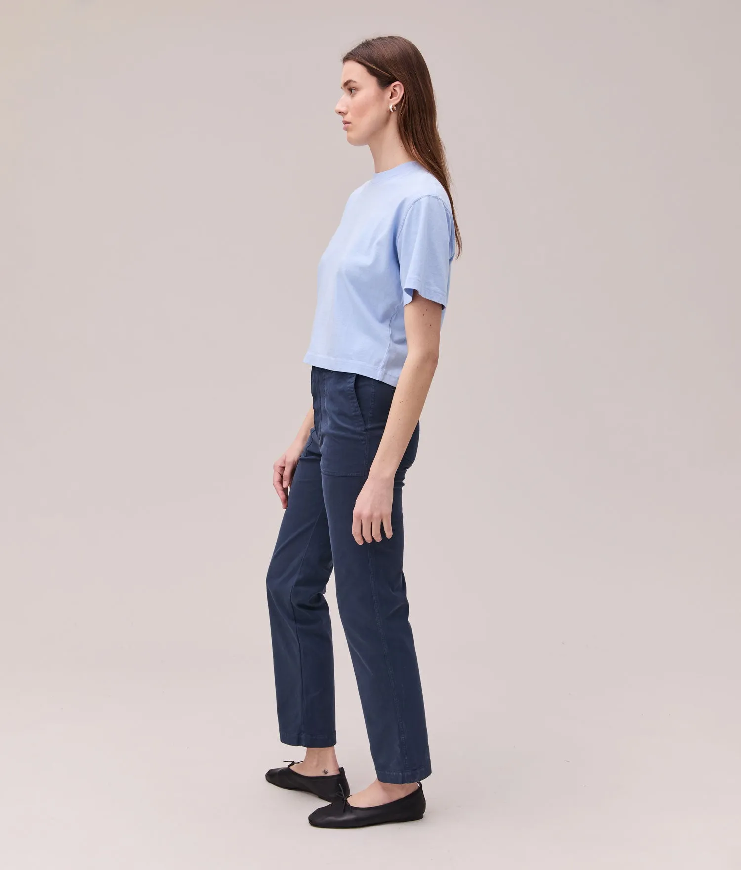 Womens Relaxed Crop Tee - Pigment Dye Jersey - Chambray Blue sold by Andie product image thumbnail 5