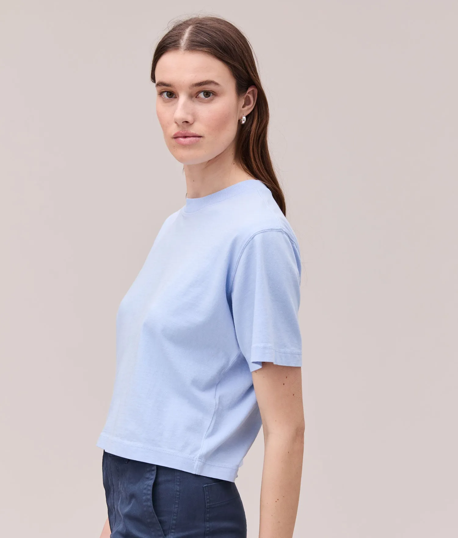 Womens Relaxed Crop Tee - Pigment Dye Jersey - Chambray Blue sold by Andie product image thumbnail 3