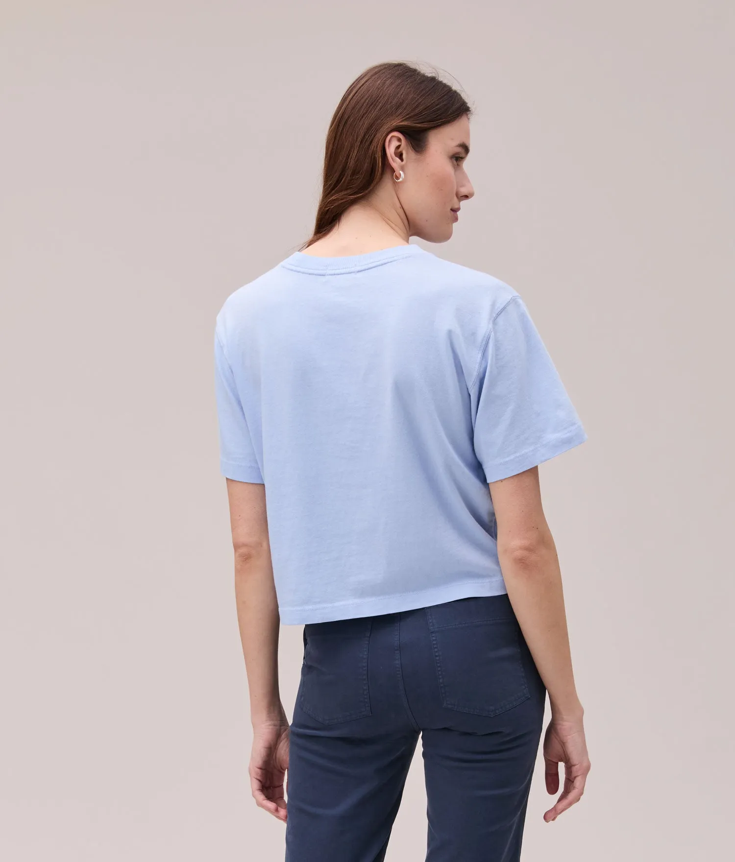 Womens Relaxed Crop Tee - Pigment Dye Jersey - Chambray Blue sold by Andie product image thumbnail 2