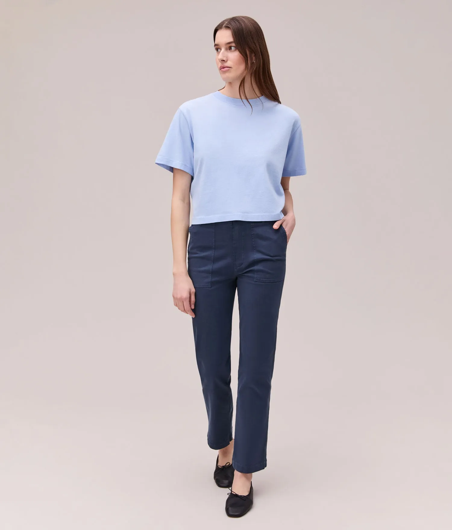Womens Relaxed Crop Tee - Pigment Dye Jersey - Chambray Blue sold by Andie product image thumbnail 4