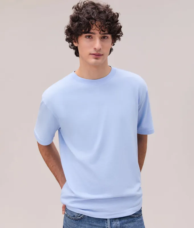 Mens Relaxed Short Sleeve Tee - Pigment Dye Jersey - Chambray Blue made by Richer Poorer