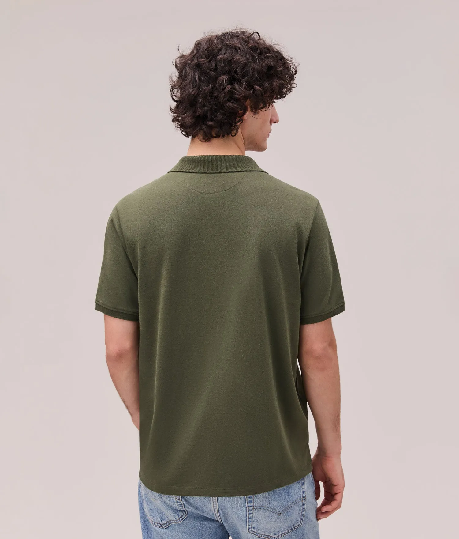 Mens Recycled Cotton Polo - Recycled Jersey - Surplus Green sold by Andie product image thumbnail 2