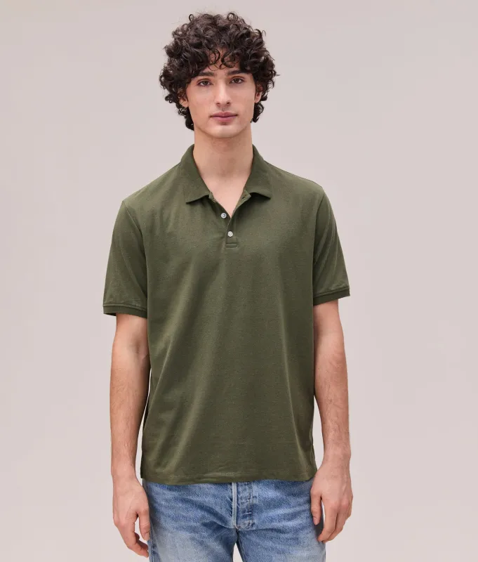Mens Recycled Cotton Polo - Recycled Jersey - Surplus Green made by Richer Poorer