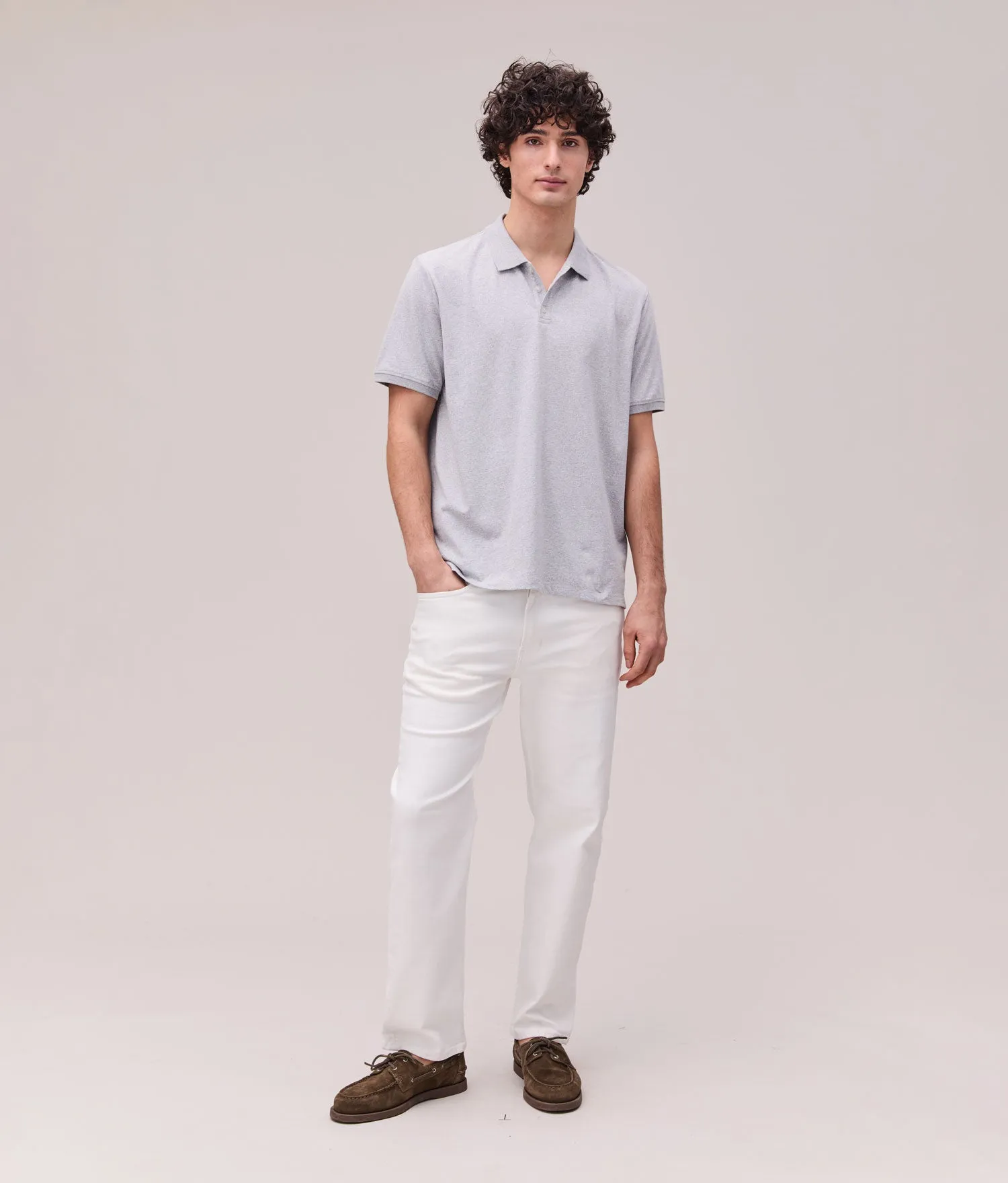 Mens Recycled Cotton Polo - Recycled Jersey - Heather Grey sold by Andie product image thumbnail 4