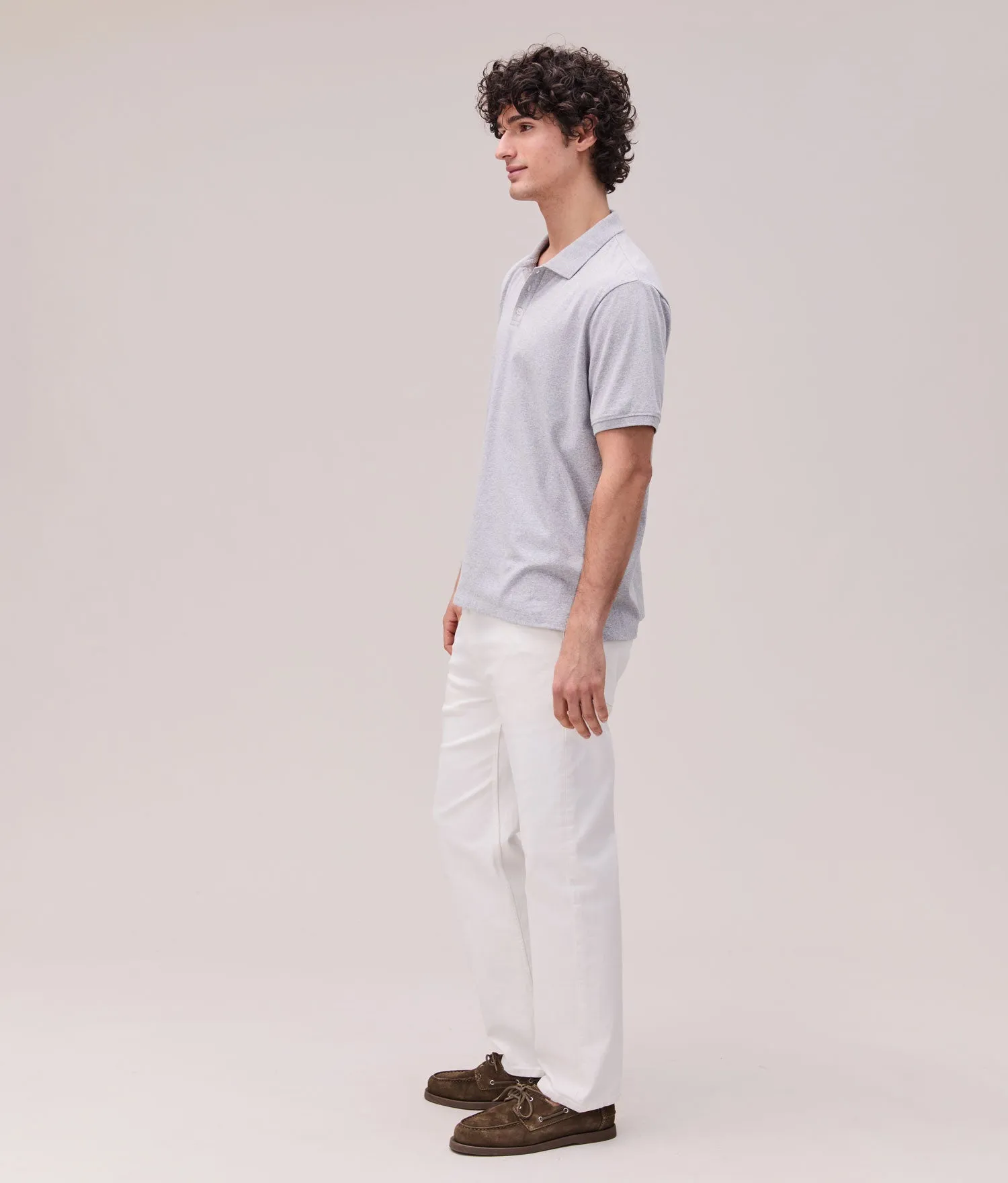 Mens Recycled Cotton Polo - Recycled Jersey - Heather Grey sold by Andie product image thumbnail 3