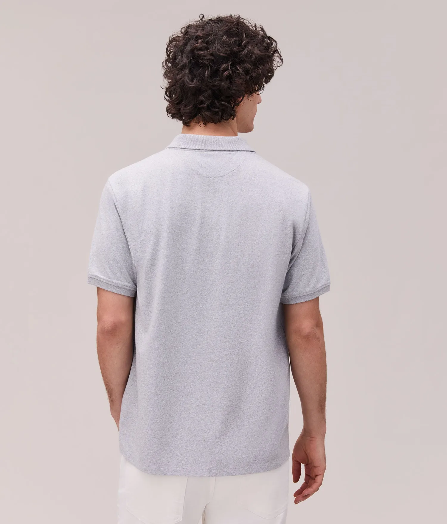 Mens Recycled Cotton Polo - Recycled Jersey - Heather Grey sold by Andie product image thumbnail 2