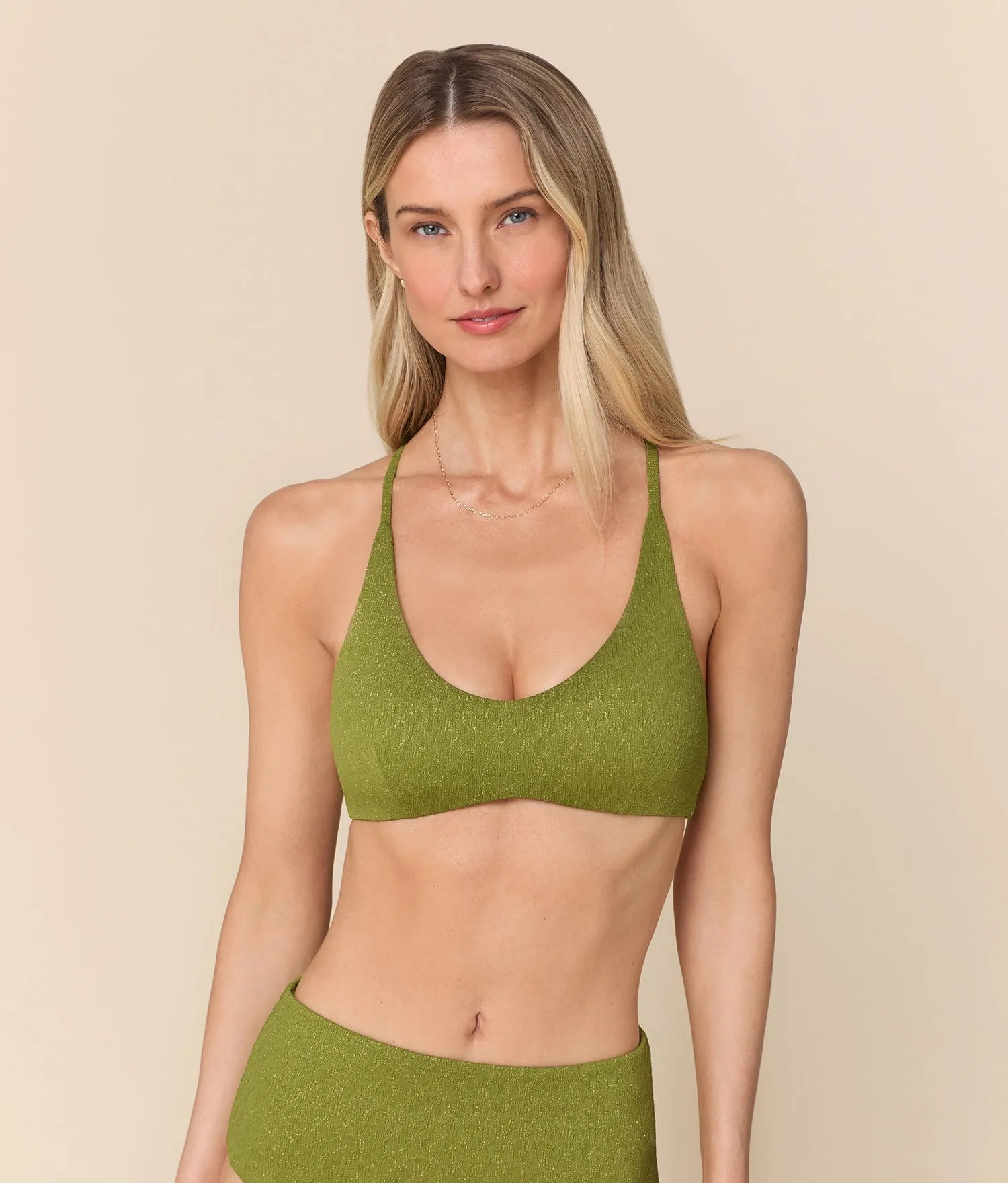The Essex Bikini Top - Shimmer - Cactus sold by Andie