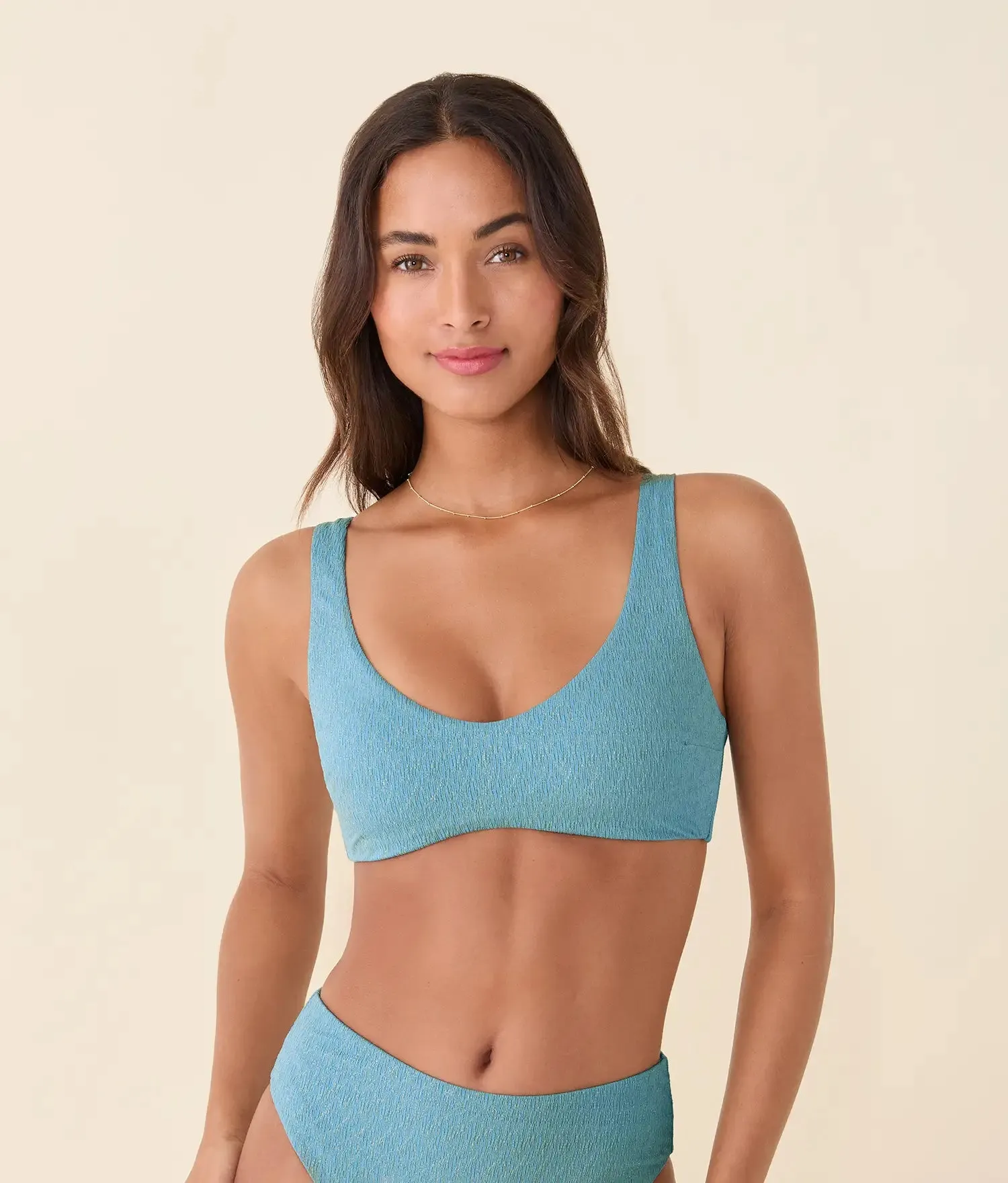 The Delray Bikini Top - Shimmer - Serene sold by Andie